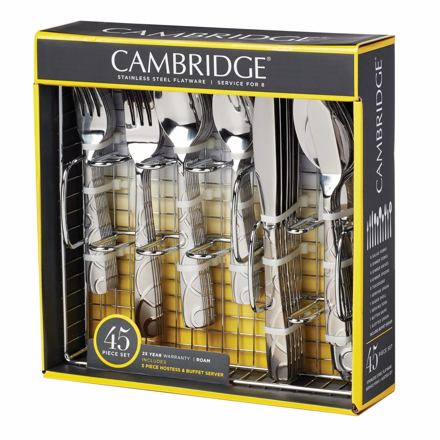Cambridge Roam Sand 45-Piece Stainless Steel Flatware Set & Hostess Set (Service for 8)