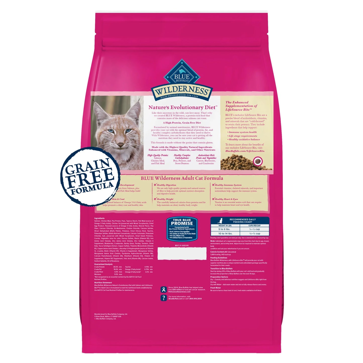 Wilderness Natural High Protein Dry Food for Adult Cats, Salmon, 11-Lb Bag