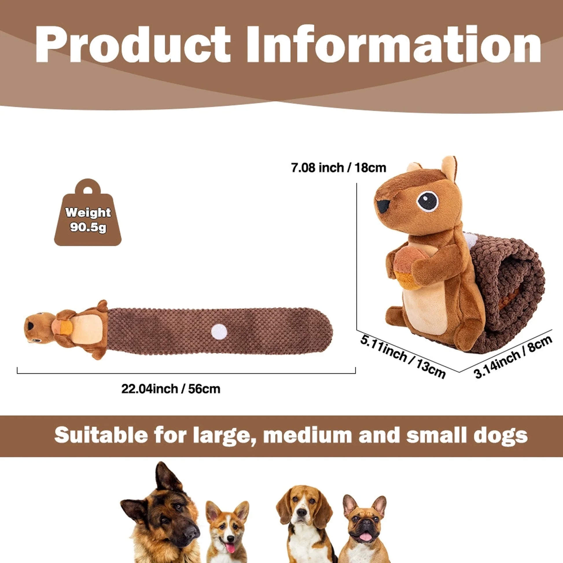 Deluxe Plush Crinkle Dog Toy with Tug-of-War Feature and Squeaker - Durable Enrichment Toy with Snack Pockets for Small, Medium, and Large Dogs