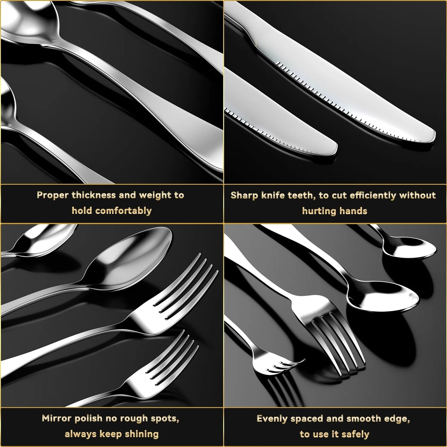 30 Pcs Silverware Set for 6,  Stainless Steel Flatware Tableware Set, Include Forks Spoons and Knives Set, Mirror Polished Cutlery Utensil Set for Home Restaurant, Dishwasher Safe