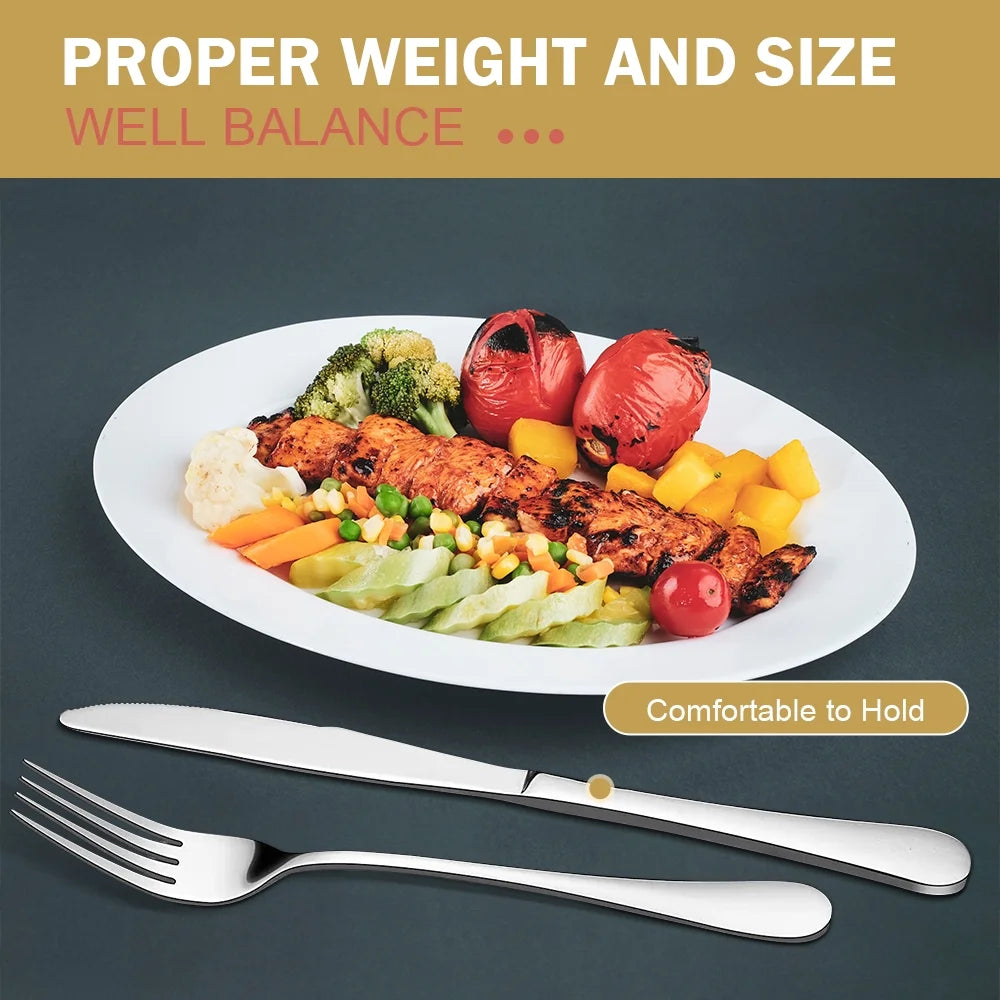 48-Pieces Silverware Set for 8, Stainless Steel Flatware Cutlery Utensil Set Forks and Spoons, Kitchen Tableware Set