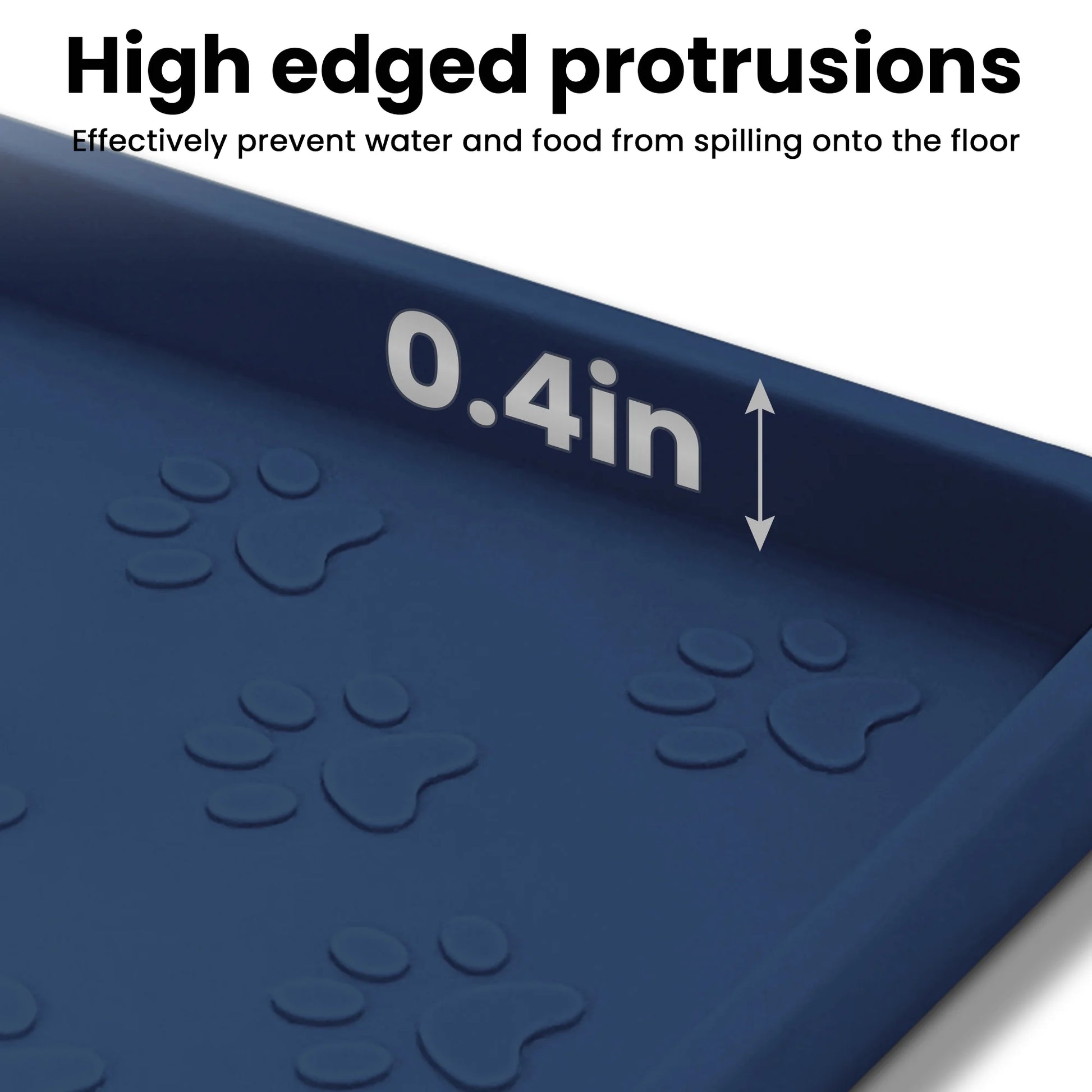 Silicone Dog Food Mat, Pet Placemat for Prevent Feeding Spills, Waterproof Dog Bowl Mats for Food and Water, Cat Food Mat for Pet Feeder, Navyblue