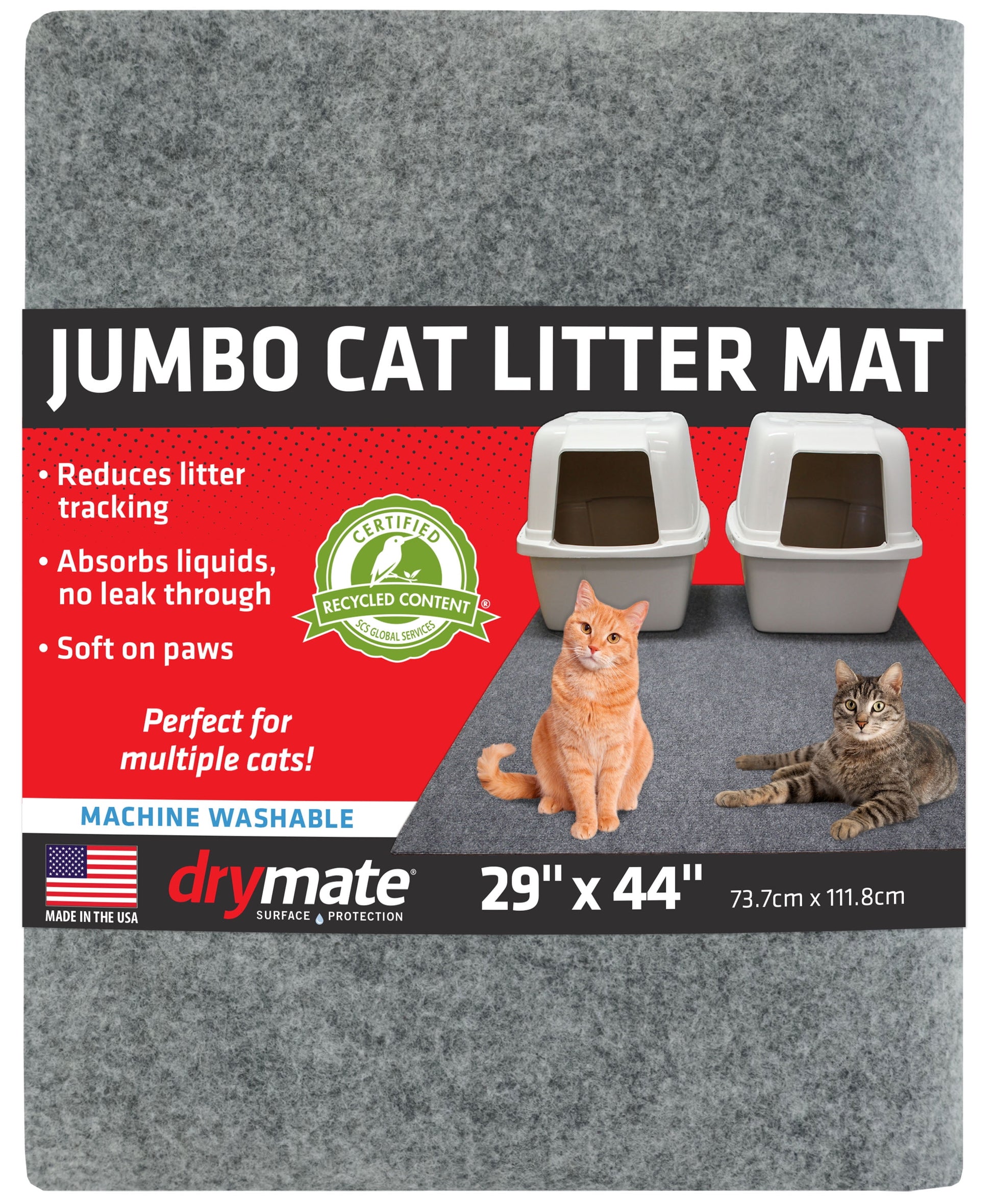 Jumbo Cat Litter Mat - 100% Phthalate and BPA Free; Machine Washable; Soft on Paws
