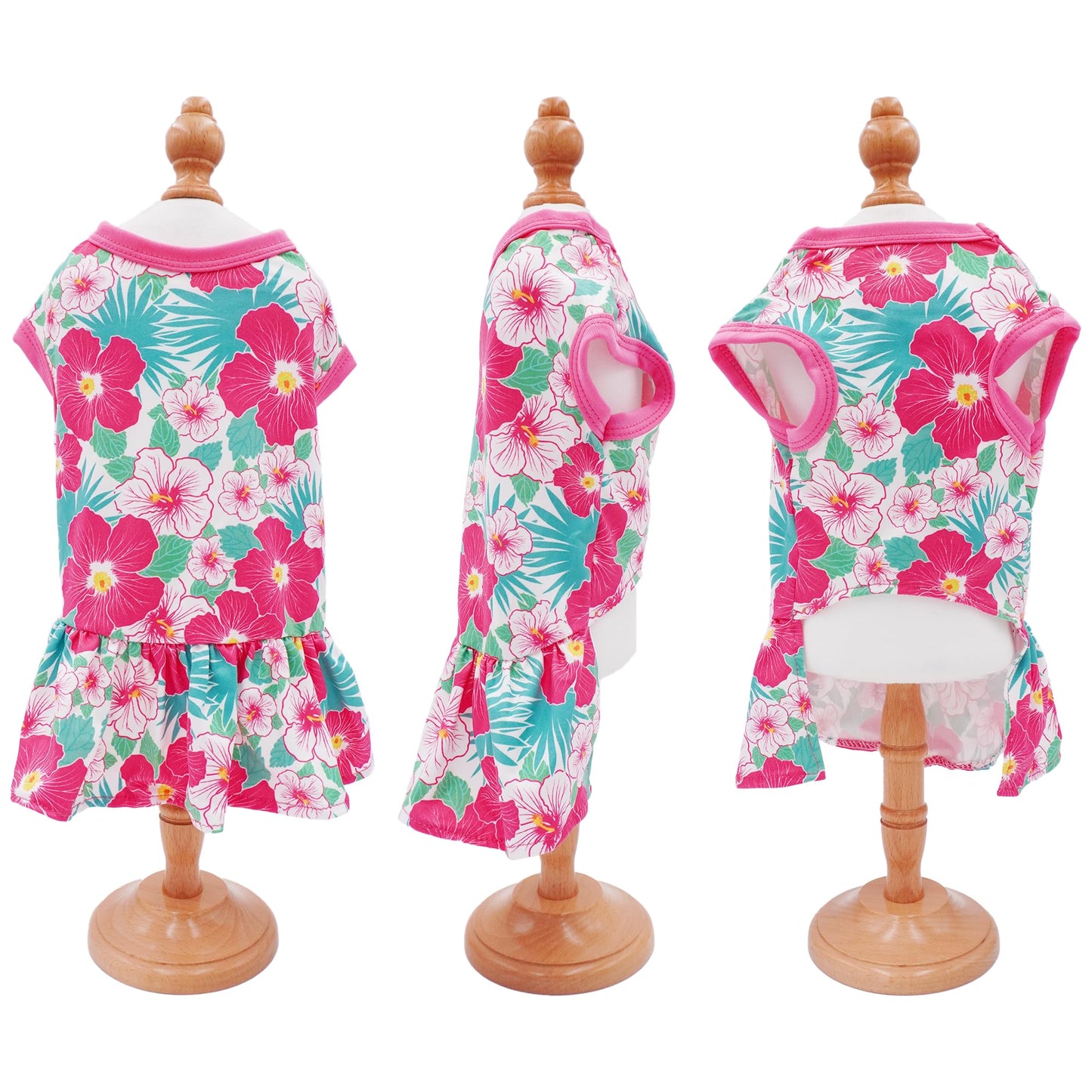 JpGdn 4PCS Dog Dresses Shirts for Small Dogs Girl Female Pink Purple Red Puppies Doggies Kittens Skirts Summer Clothes Pet Apparel Floral Sundress Small Daisy Unicorn Stretchable Outfit S