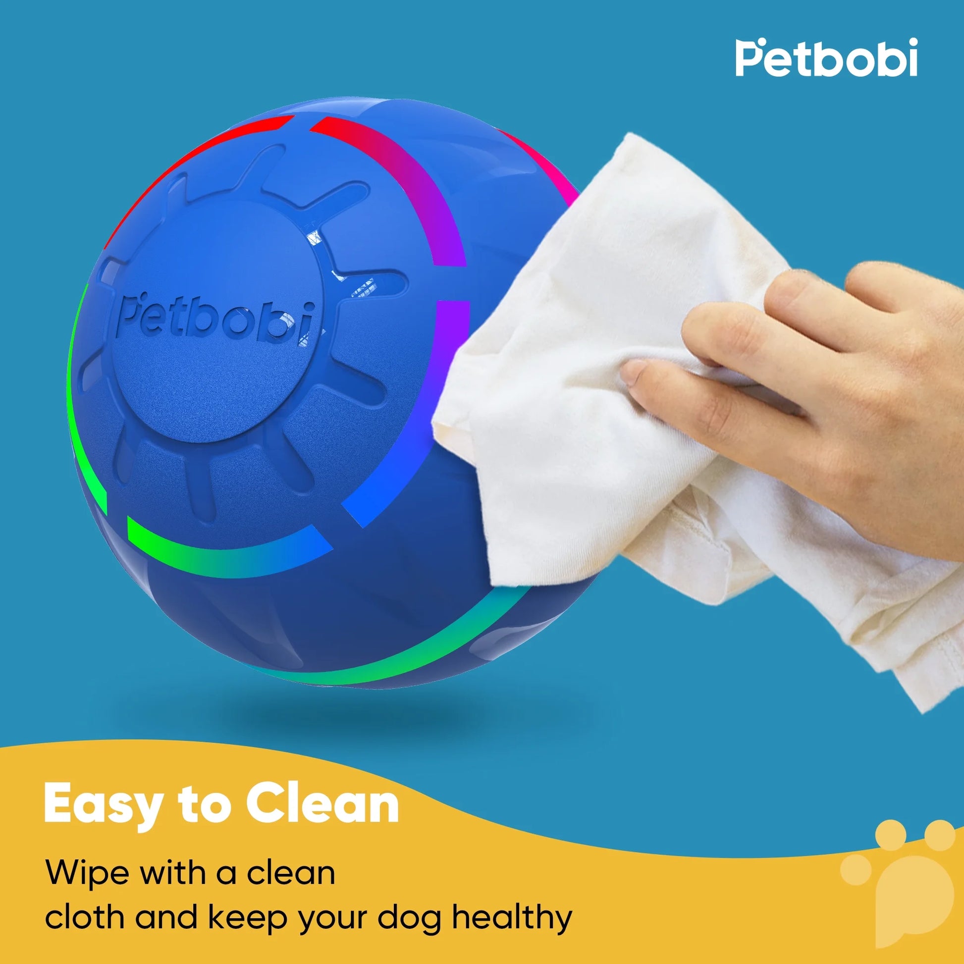 Interactive LED Dog Ball - Rechargeable Moving Toy for Medium to Large Dogs, Blue