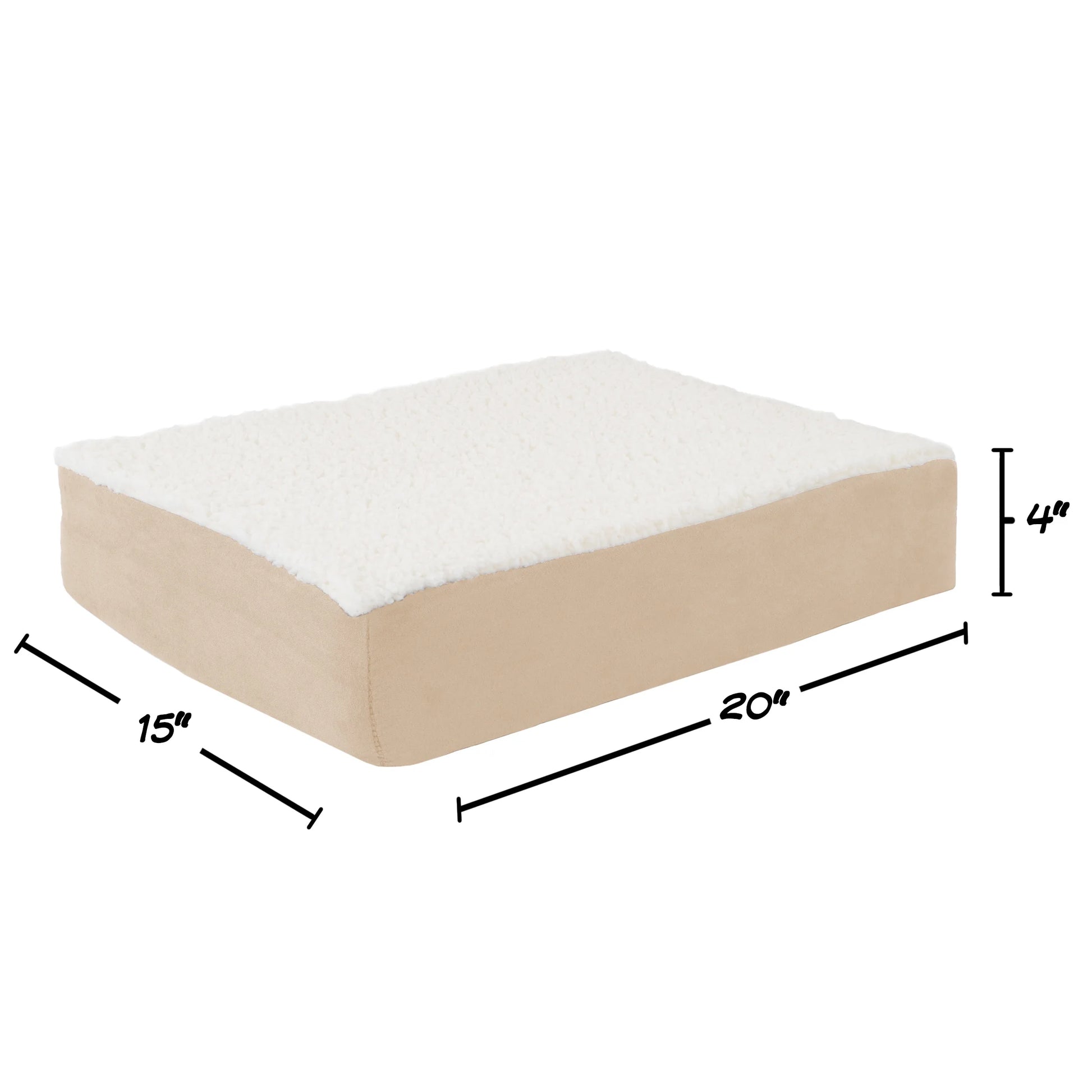 PETMAKER Orthopedic Memory Foam Orthopedic Pet Bed with Sherpa Top - Tan