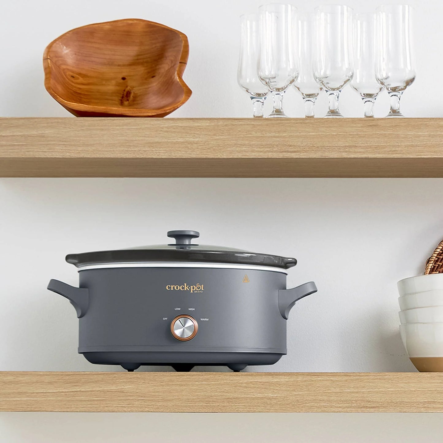 7-Quart Classic Manual Slow Cooker with 3 Heat Settings in Mussel Gray