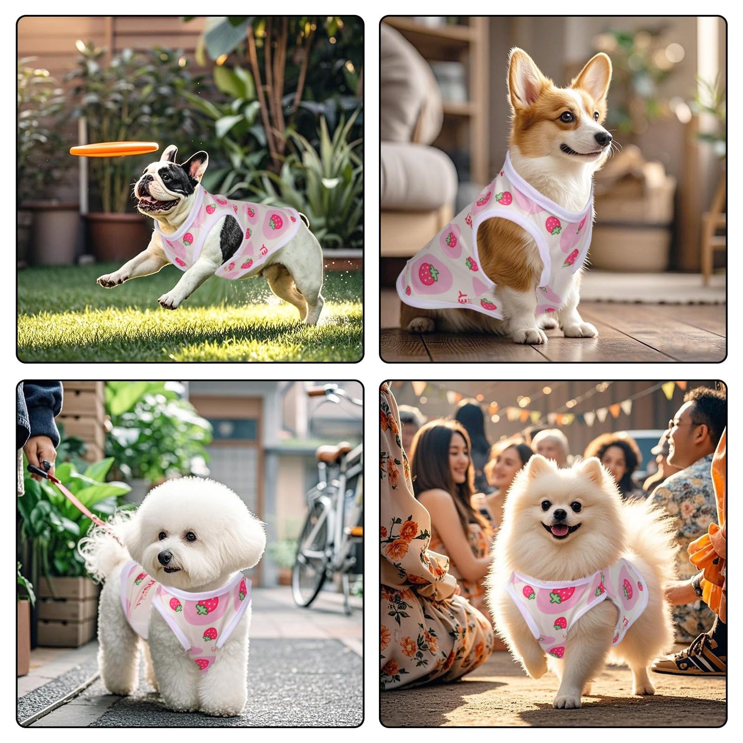 Pistha Pink Dog Shirts Cute Summer Dog Clothes Soft Pet T-Shirt Printed Puppy Shirt for Small Medium Dogs Cats Girl(Strawberry1,S)