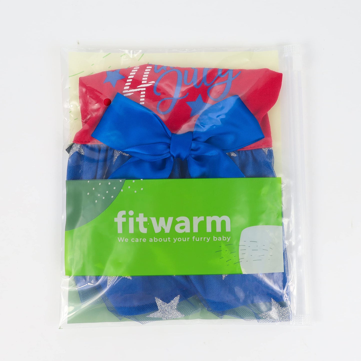Fitwarm Happy 4th of July Dog Tulle Dress, Patriotic Dog Clothes for Small Dogs Girl, Red and White Star Pet Outfit, Red, Royal Blue, XSmall