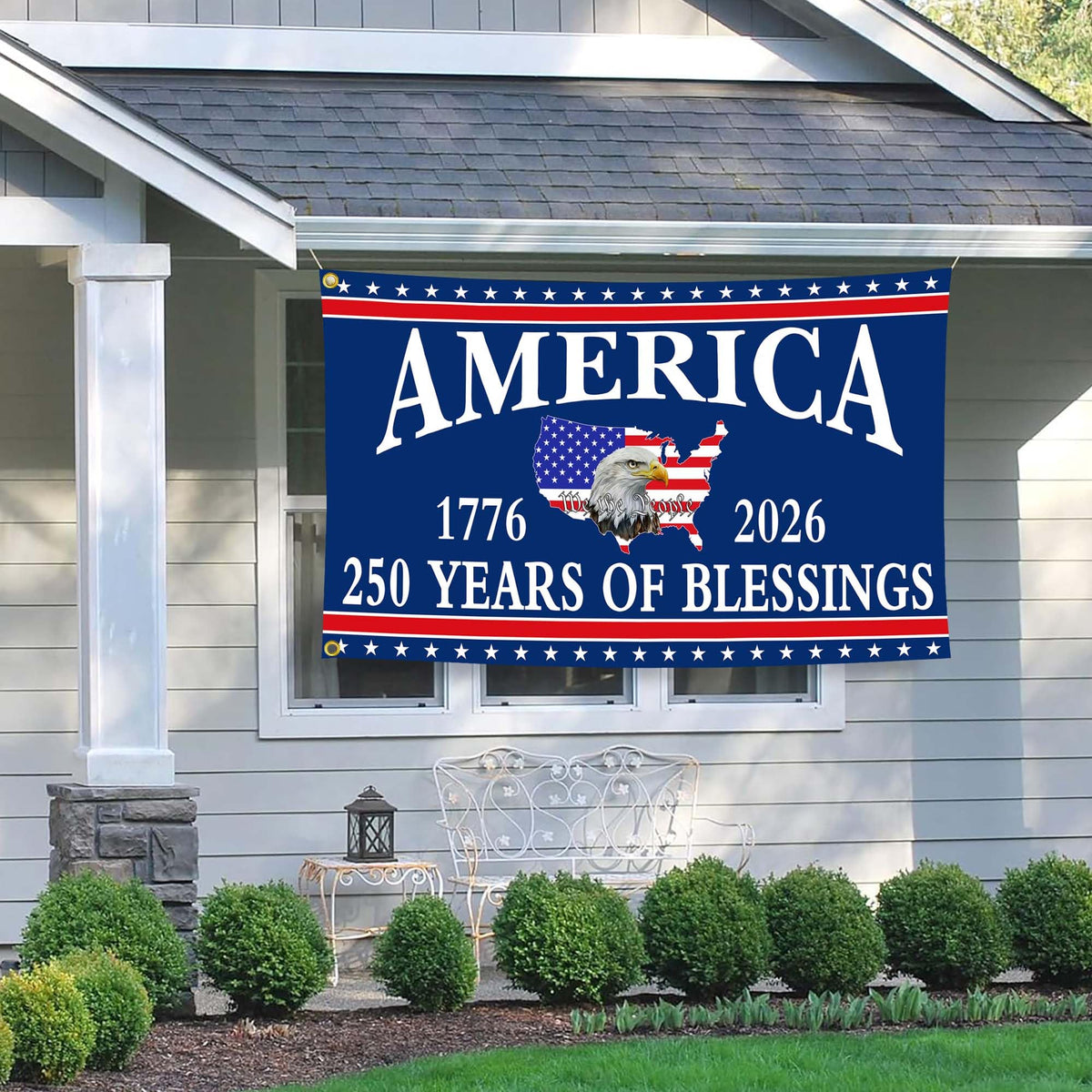 Aroxtms 3 Ply 250 Year American Anniversary Flag 3x5 Double Sided 250 Merchandise Decorations 250th Anniversary USA Flag 4th of July We The People 1776 Patriotic American Flags for Outside Banner