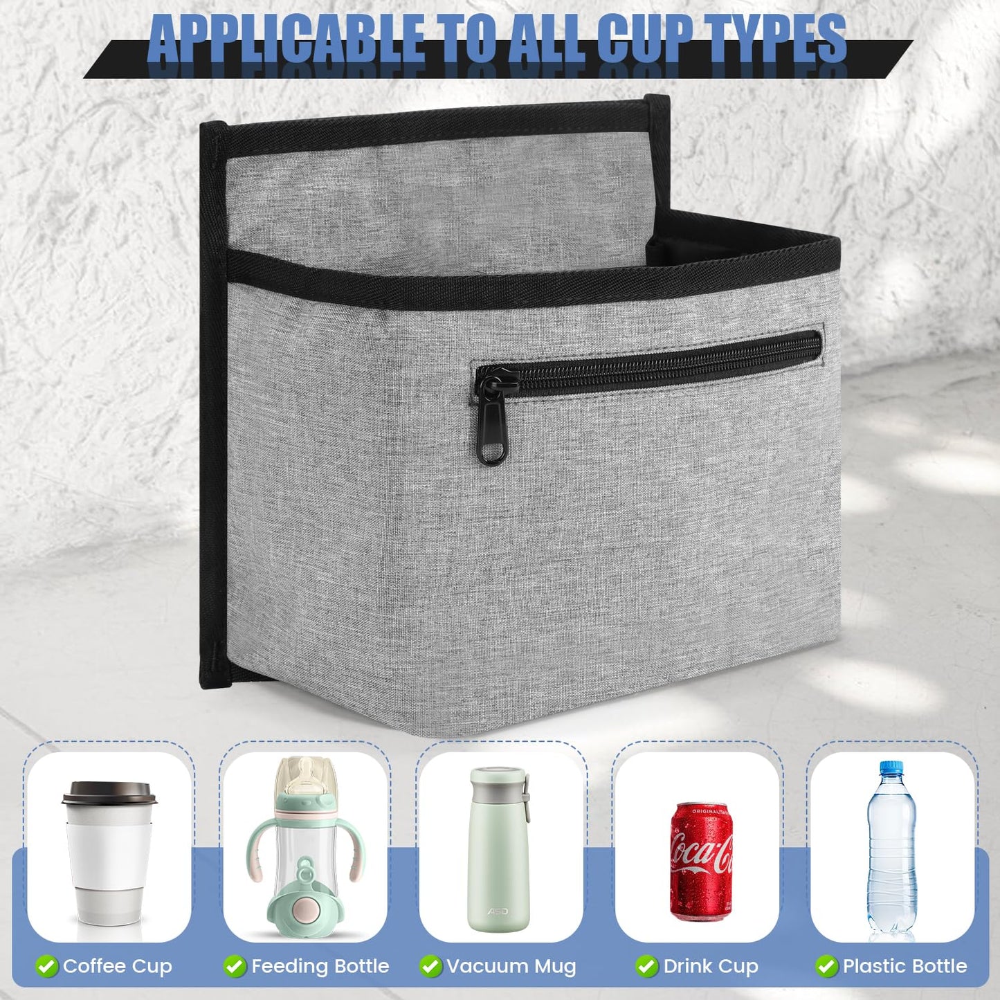 ZHCHG Luggage Travel Cup Holder Attachment for Suitcase Drink Carrier Caddy, Coffee Mug and Tumblers, Traveler Carry on Hands Free Accessory- Gifts for Flight Attendants Travelers Accessories