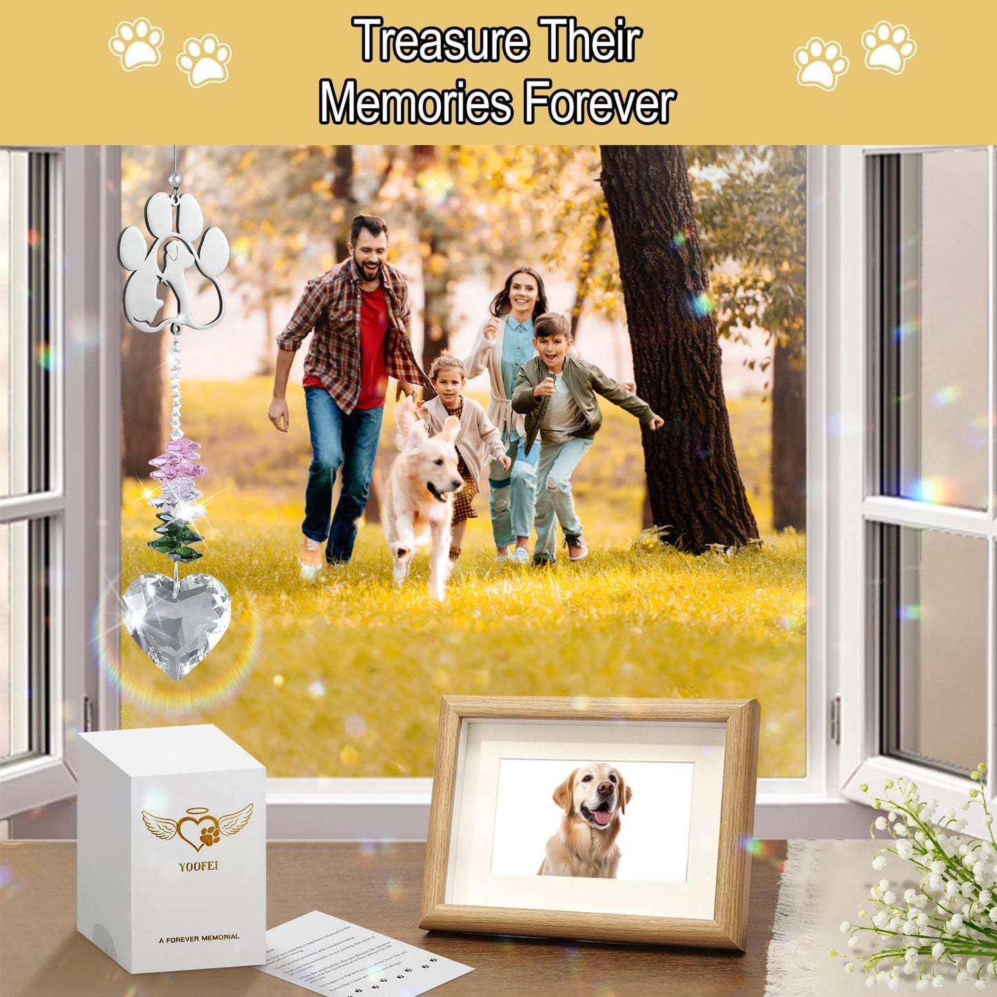 Pet Memorial Suncatcher Hanging Ornament, Dog Memorial Gifts for Loss of Dog, Sympathy Dog and Cat Remembrance Gifts