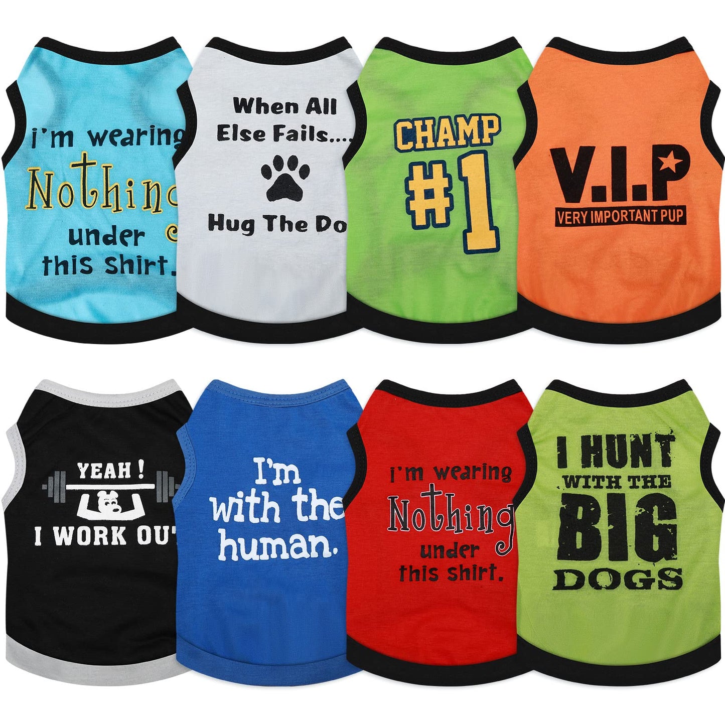 Reginary 8 Pcs Dog Clothes for Small Dogs Boy Summer Shirts Soft Breathable Chihuahua Yorkie Cute Pattern Sleeveless Puppy Cat Tank Top Tee Vest Fit for Mini and Medium Dogs(Small)