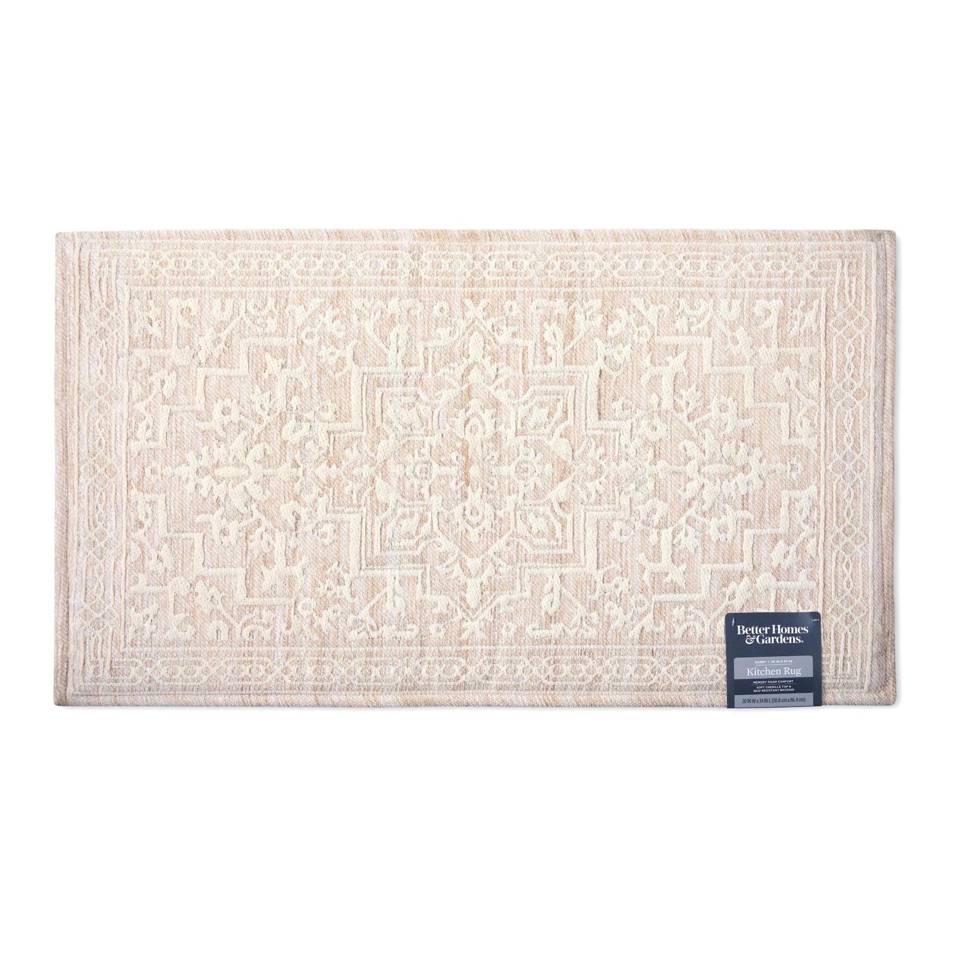 Darby Persian Chenille Kitchen Comfort Mat, Tan, 20”W X34”L