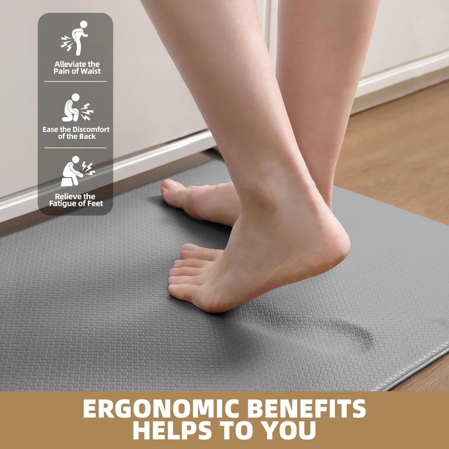 Kitchen Rug and Mat Kitchen Mat anti Fatigue, Non Slips Kitchen Floor Mat, Kitchen Rug or Mat Washable, 17"X 29"+17"X 59", Gray