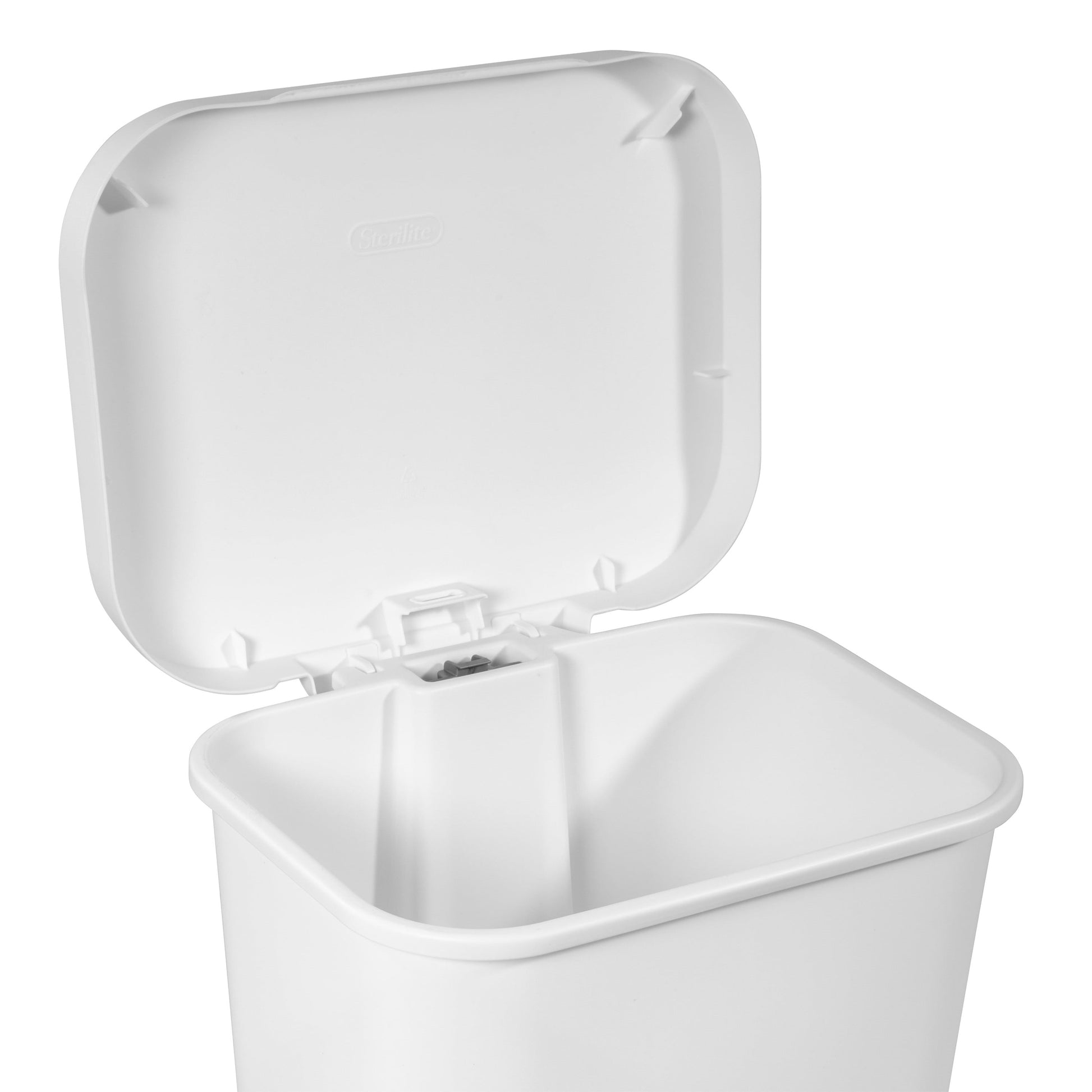 11.9 Gallon Stepon Rectangular Trash Can, Large Hands-Free Open for Kitchen, White