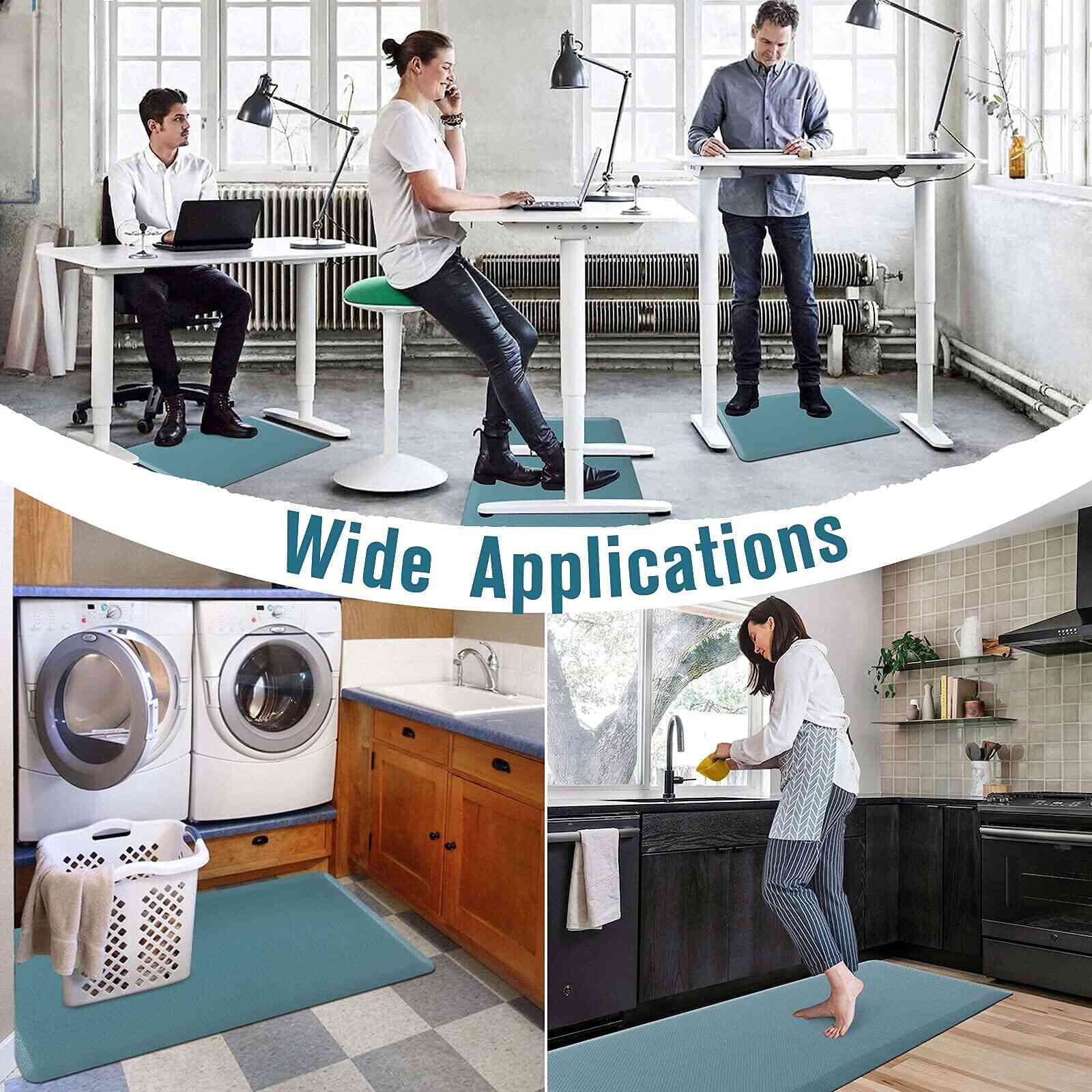 Anti-Fatigue Floor Mat Cushioned Kitchen Comfort Mat, Waterproof Non-Slip Standing Desk Foam Mats and Rugs, Teal, 17.3"X60"