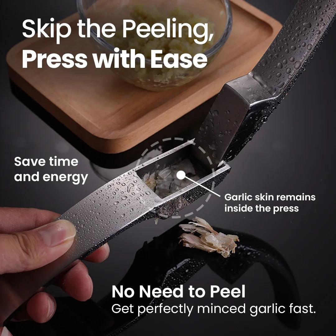 -No Peeling Required Stainless Steel Garlic Press with Detachable Handle for Fine Mincing - Premium Garlic Mincer Tool, Rust-Proof, Easy to Clean, Dishwasher Safe Garlic Crusher