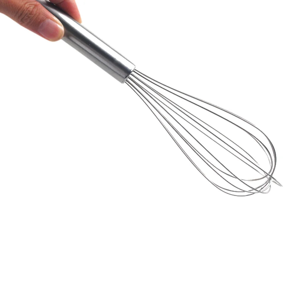 Stainless Steel Whisk, Versatile Tool for Egg Beater, Milk Frother, Hand Push Whisk, Heavy Duty Kitchen Wire Whisk for Cooking Blending Beating Stirring, 10.2" X 2.2", Sliver