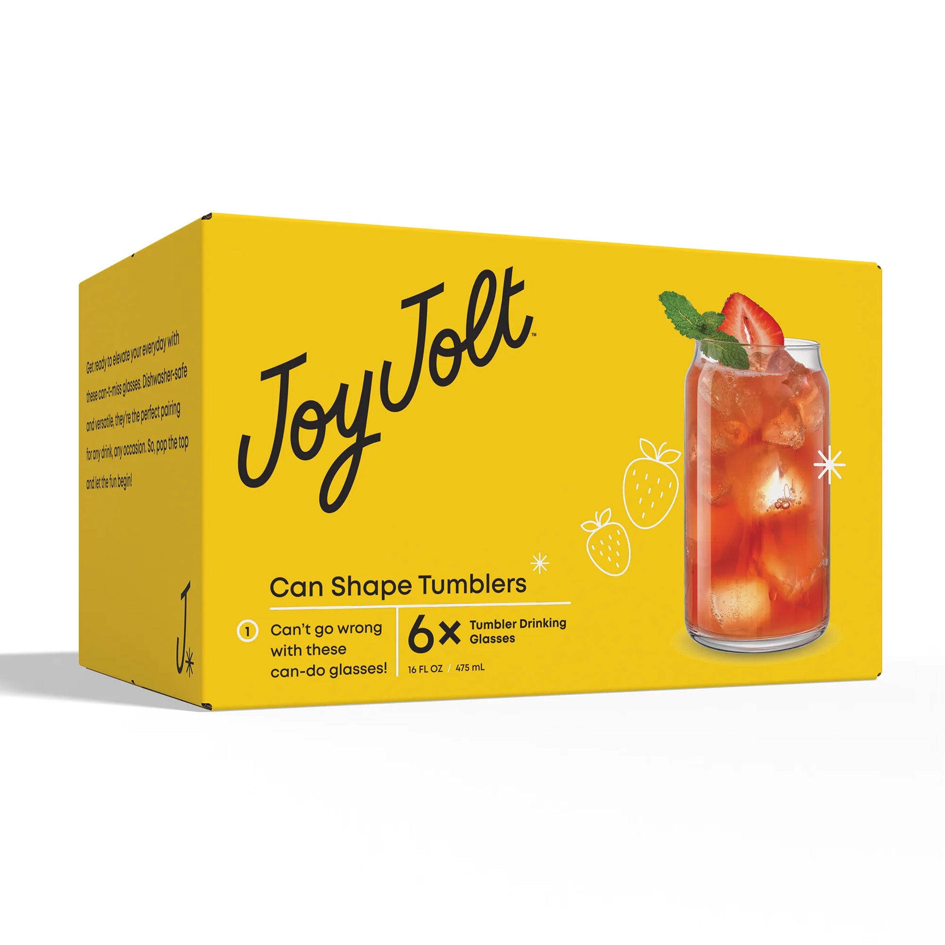 Classic Can Shape Tumbler Drinking Glass - Set of 6, New in Box