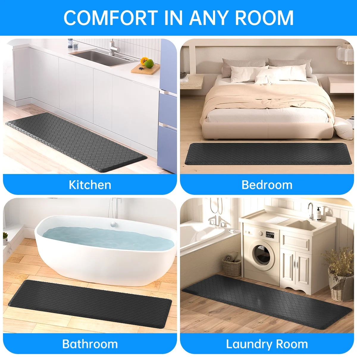 Kitchen Mat Set,2 PCS Cushioned Anti-Fatigue Kitchen Rug, Waterproof Non-Slip Kitchen Floor Mat,Ergonomic Comfort Rug Standing Mat for Kitchen,Home Floor,Office,Sink, Laundry(17.3"×29"+17.3"×47")