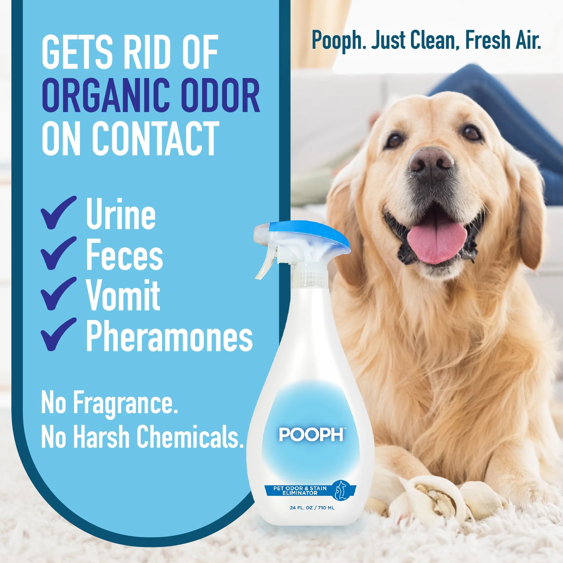 Pet Odor Eliminator Spray, 24 oz, Unscented, Non-Toxic Formula