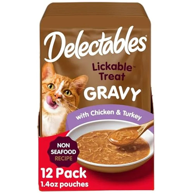 Delectables Lickable Wet Cat Treat and Food Topper, Chicken and Turkey Flavor, 12-Pack, 1.40 Ounces Each