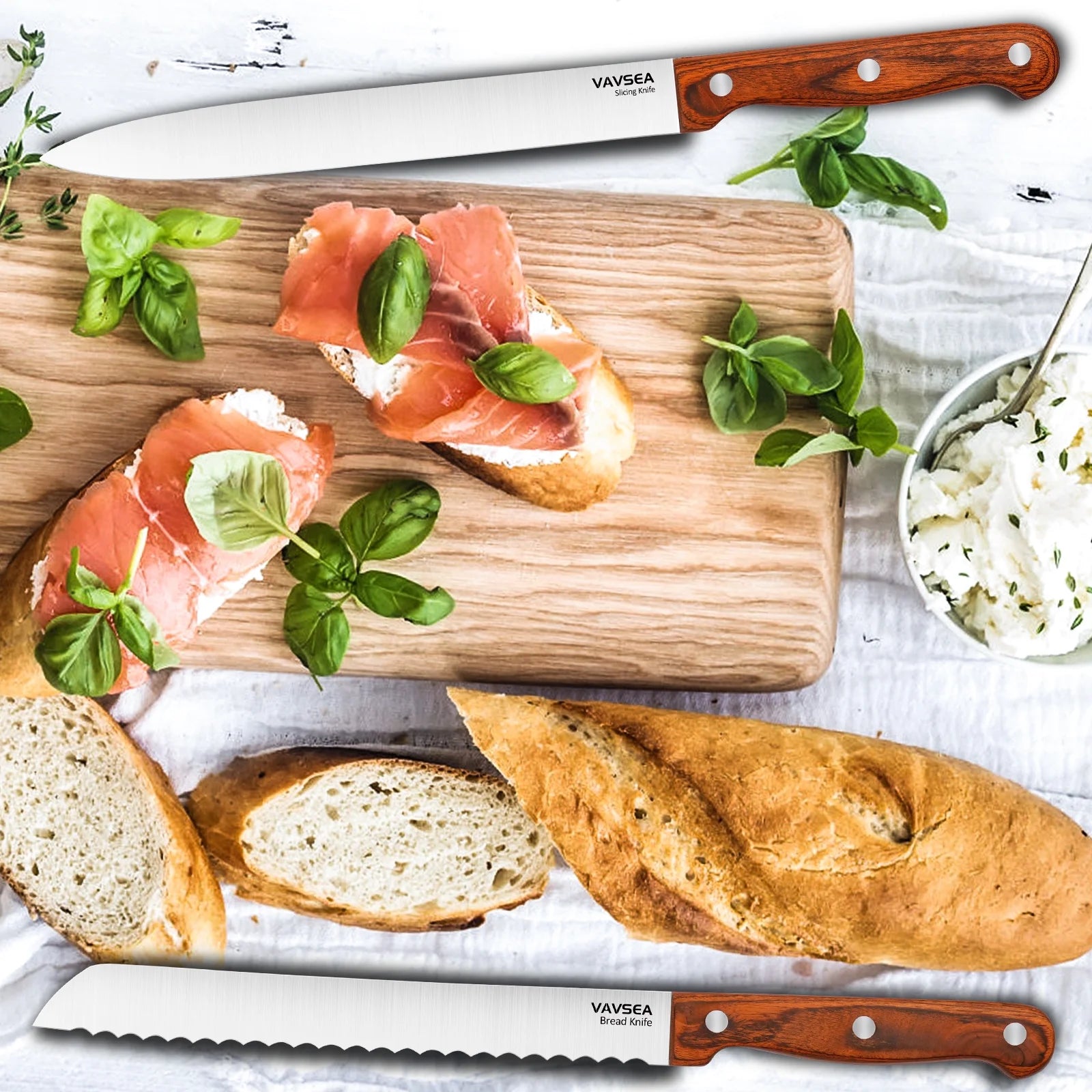 Knife Block Set, 16 Pieces Kitchen Knife Set with Block Walnut, Stainless Steel Knife Set for Gift, Home