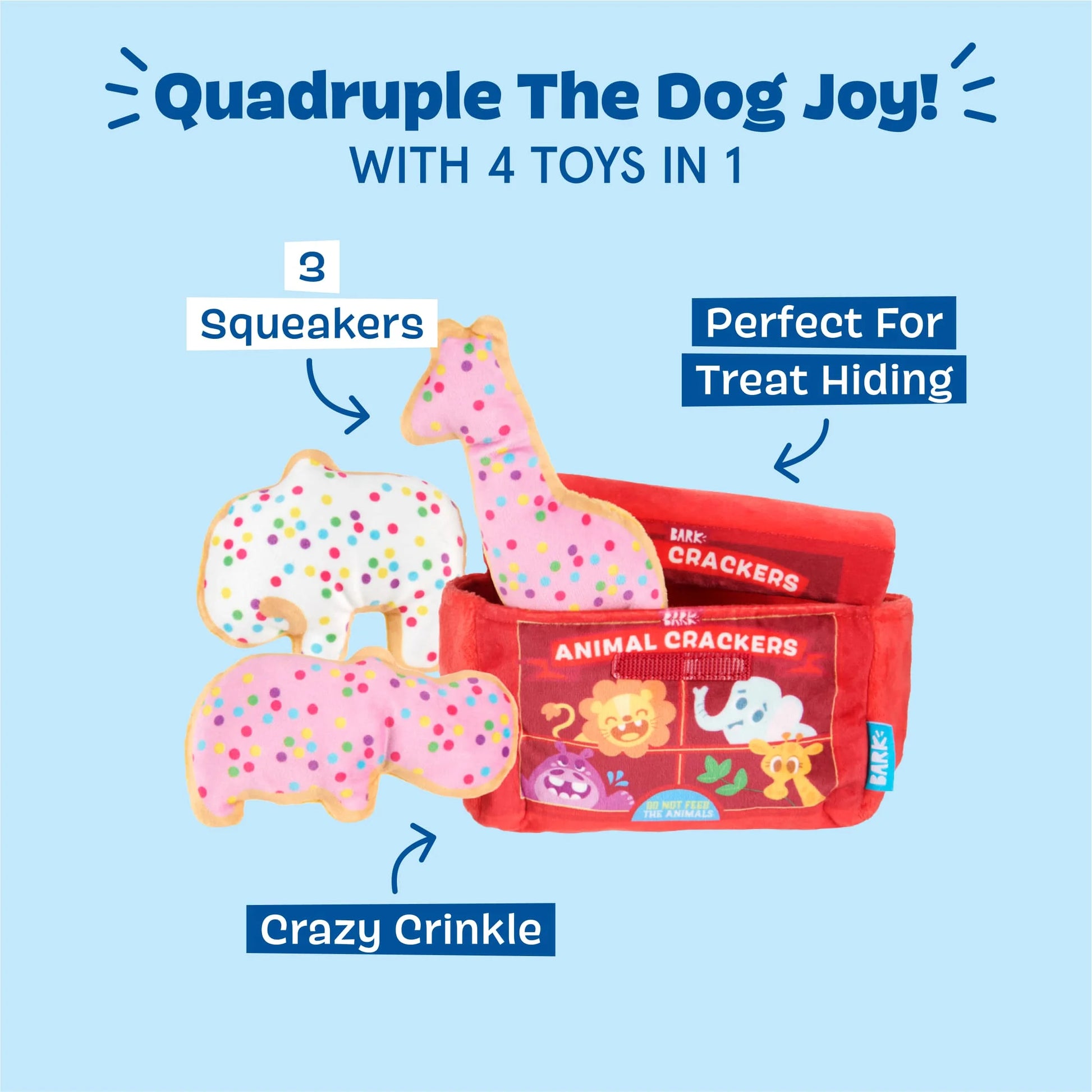 Animal Squeakers Snacks Cookie Snack Pack Multicolor Plush Dog Toy, for Extra Small to Small Dogs