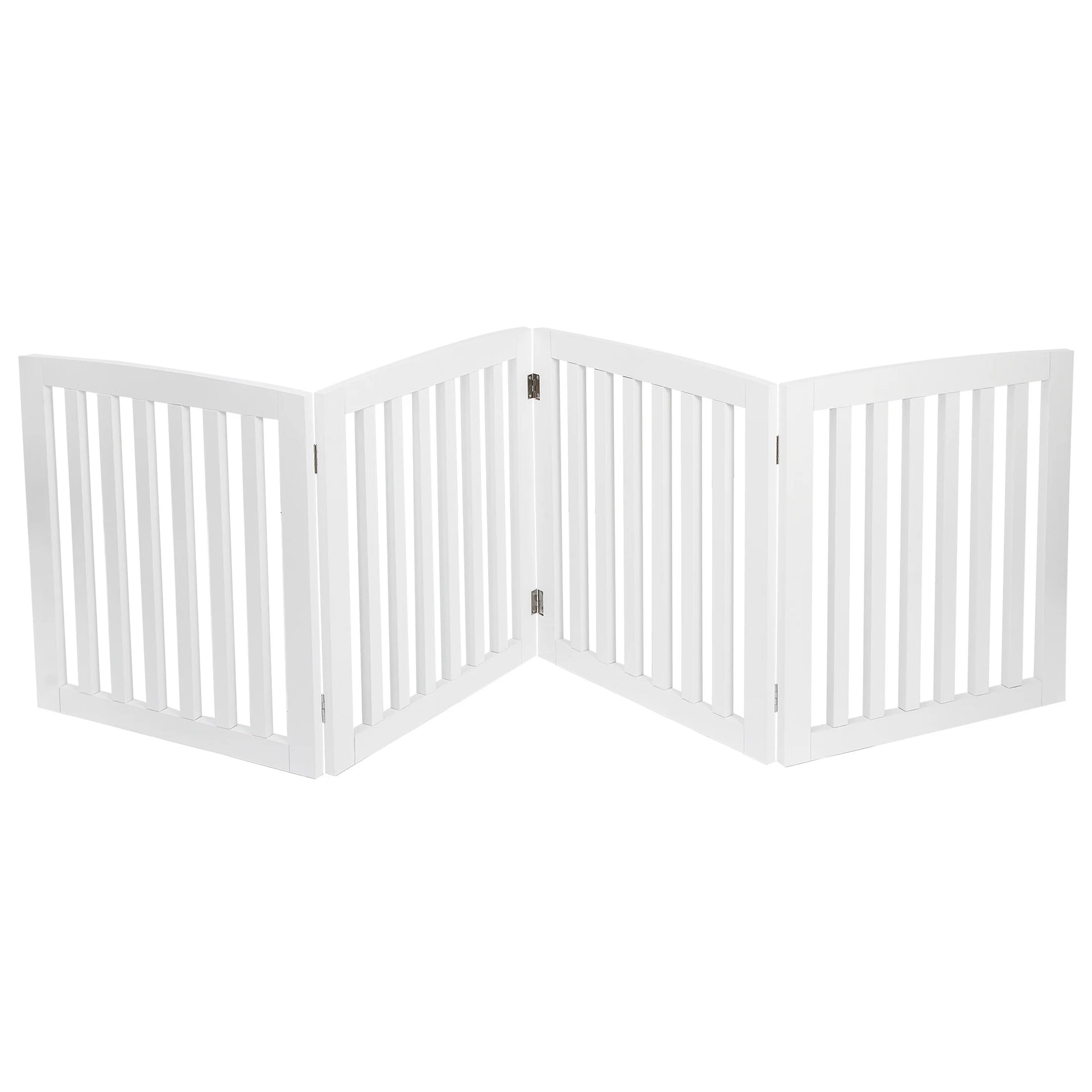 4-Panel Foldable Pet Dog Gate - 24-Inch Tall Fence for Doorways and Stairs, White