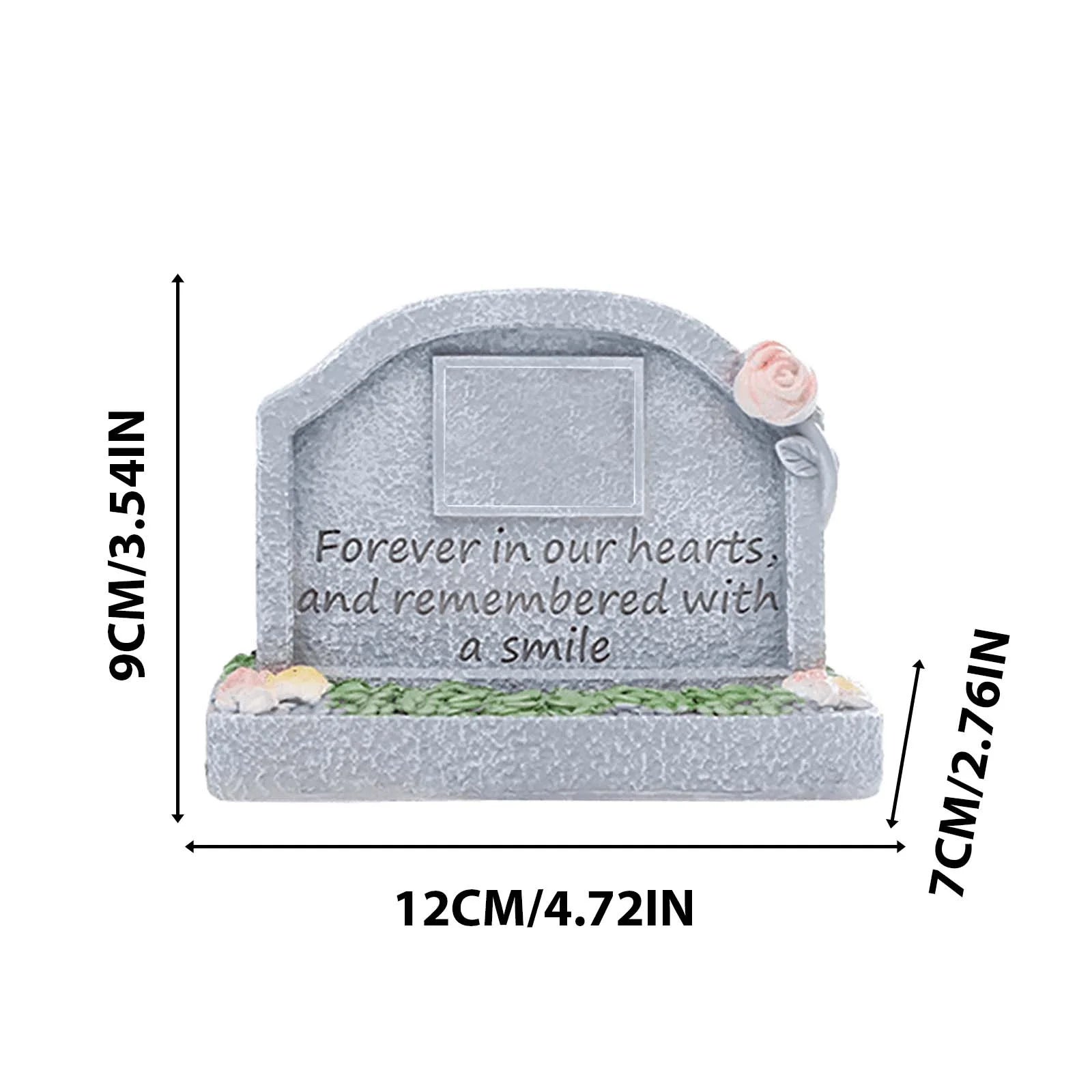 Outdoor Resin Pet Memorial Stone for Gardens - Weatherproof Dog/Cat Grave Marker with Photo Slot, 3 Engraved Designs, Pet Loss Sympathy Gift & Cremation Keepsake