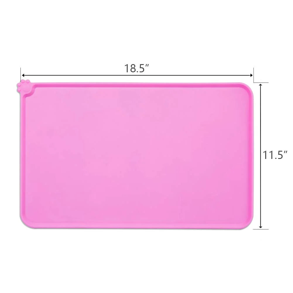 Silicone Waterproof Dog Cat Pet Food Mats Tray -FDA Grade Dog Pet Cat Feeding Mat-Pink