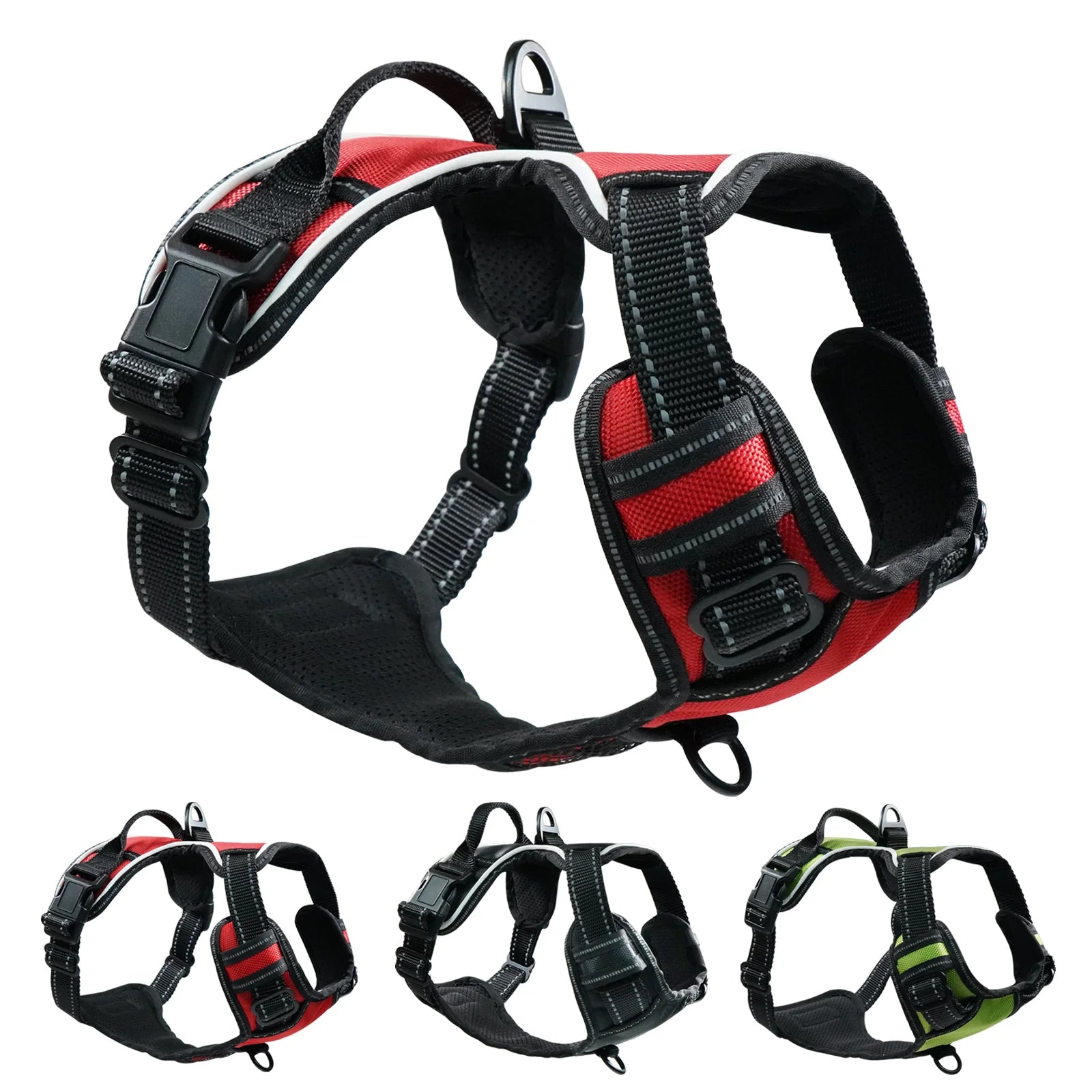 Reflective Adjustable Dog Harness - No Pull Pet Vest with Reflective Strips, Control Handle, and Breathable Mesh for Small, Medium, and Large Dogs - Small, Red