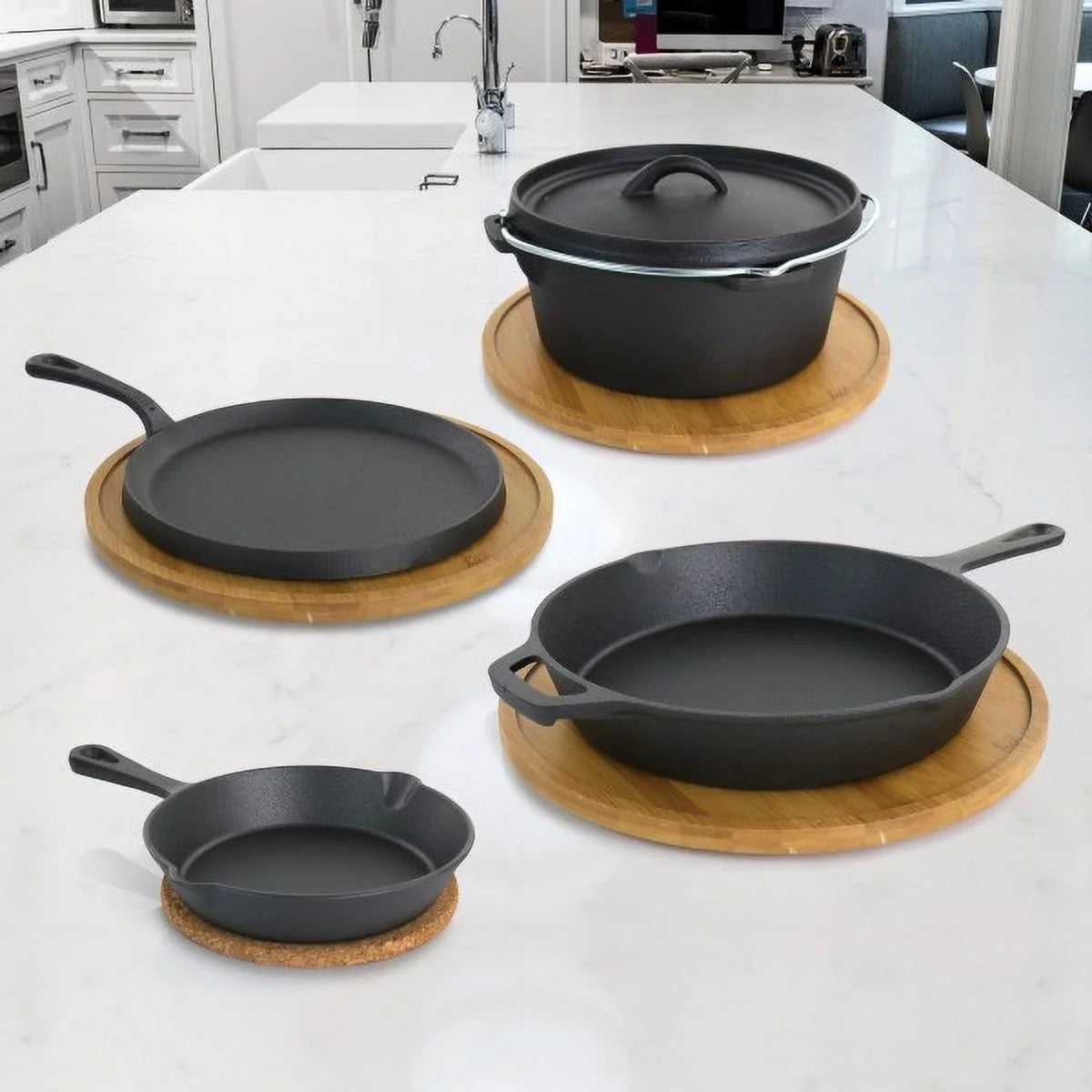 Pre-Seasoned Cast Iron 5-Piece Kitchen Cookware Set, Pots and Pans