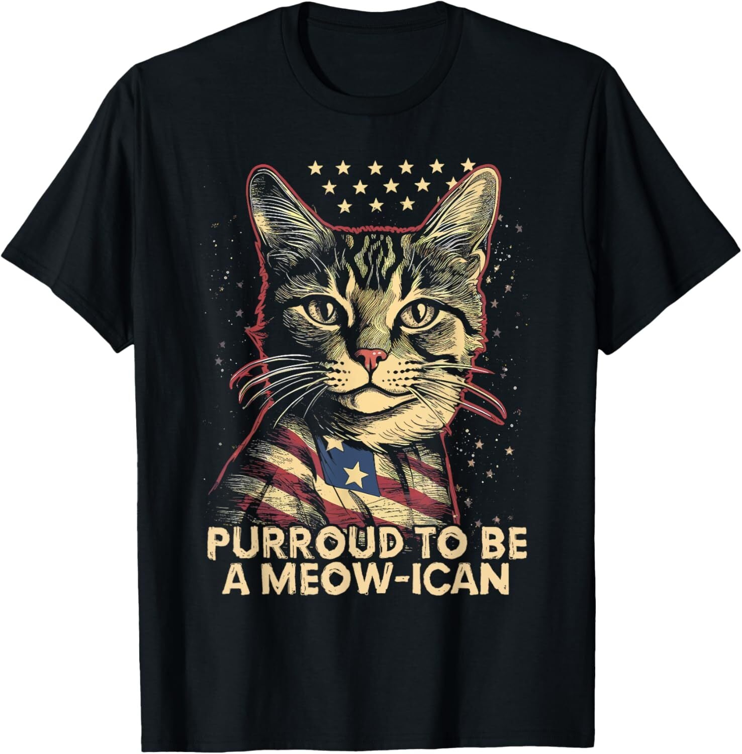 4Th July Cat Lover, Purroud to Be a Meow-Ican, American Cat T-Shirt Hoodie