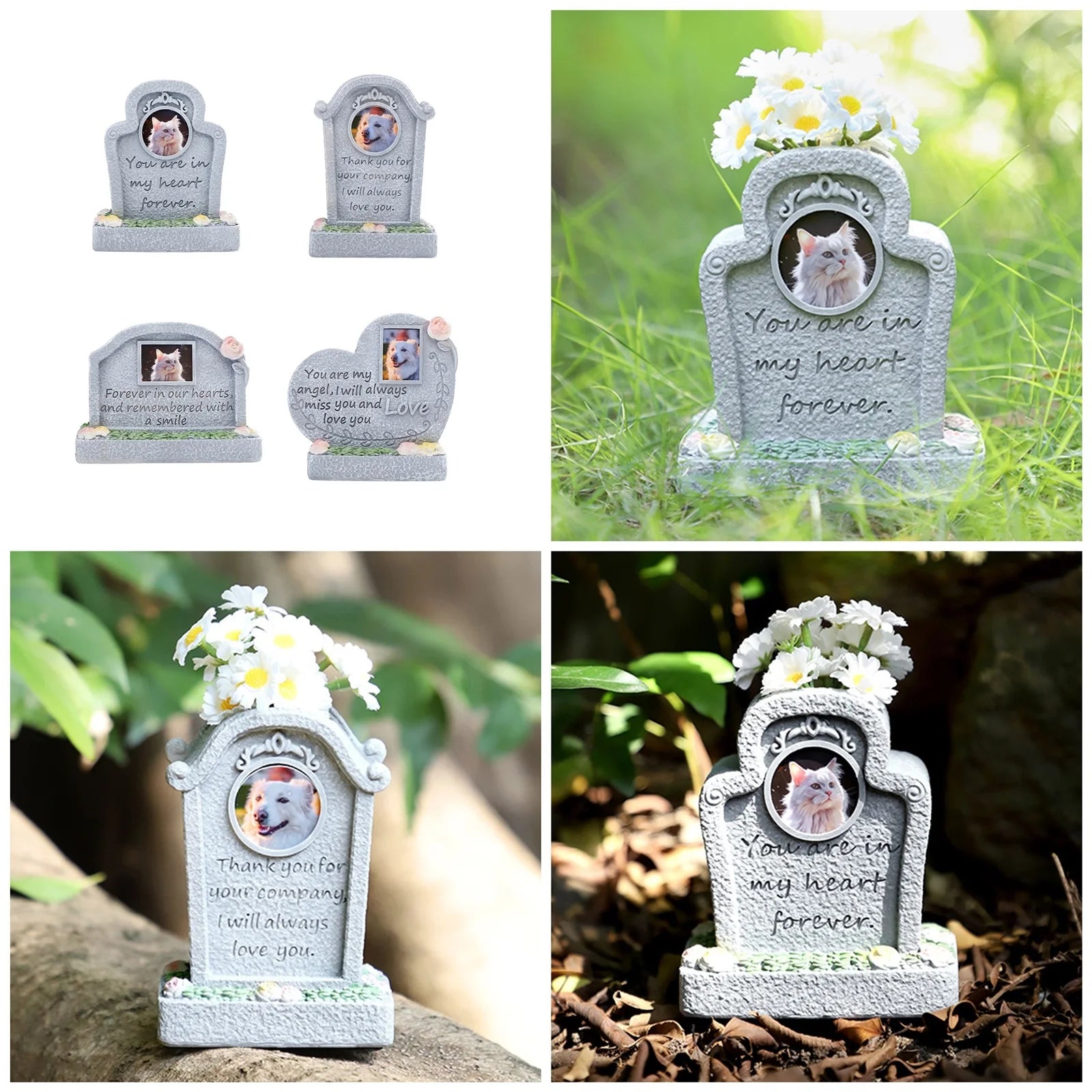 Engraved Pet Memorial Tombstones for Garden Resin Grave Marker for Passed Animals Cats Dog Loss Gravestones for Remembra