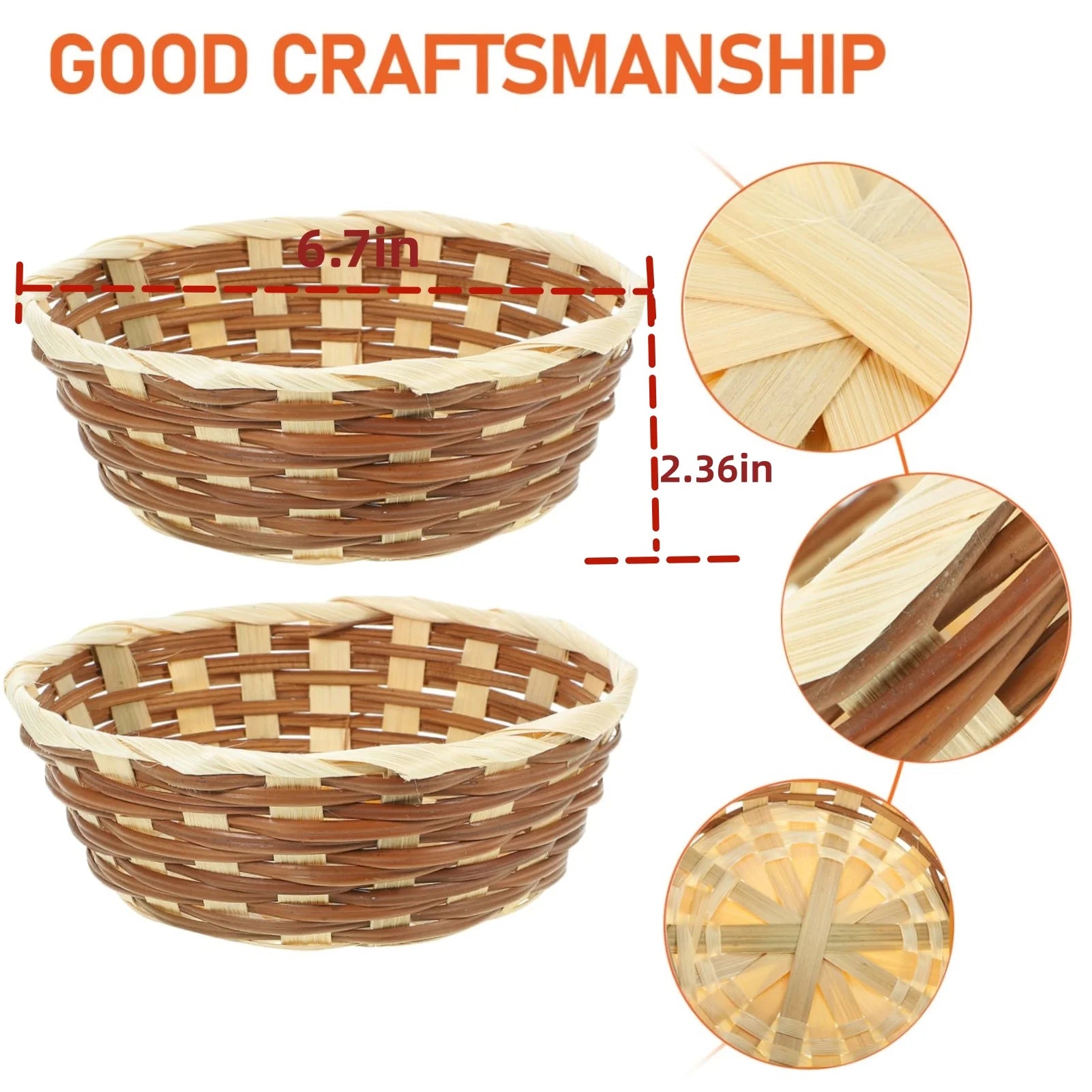 12 Pack round Gift Baskets, 6.5" Bamboo Small Bread & Fruit Baskets, Woven Bread Roll Baskets, Food Serving Baskets, Food Storage Basket for Kitchen Restaurant Display Decor