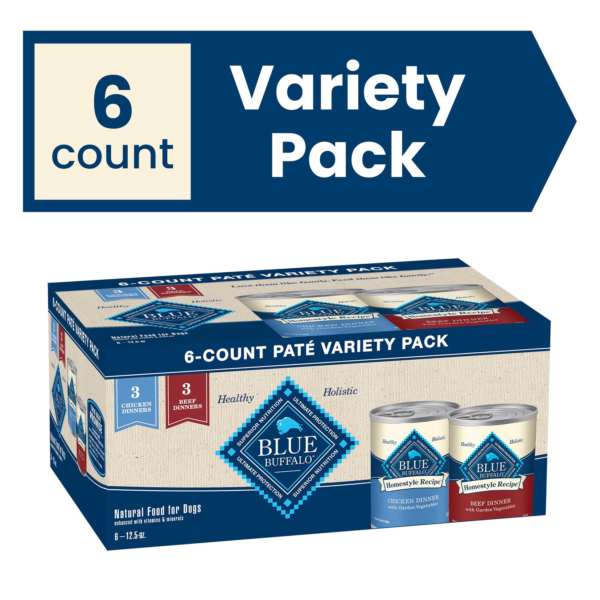 Homestyle Recipe Adult Wet Dog Food, Chicken and Beef, 12.5 oz Can (Pack of 6)