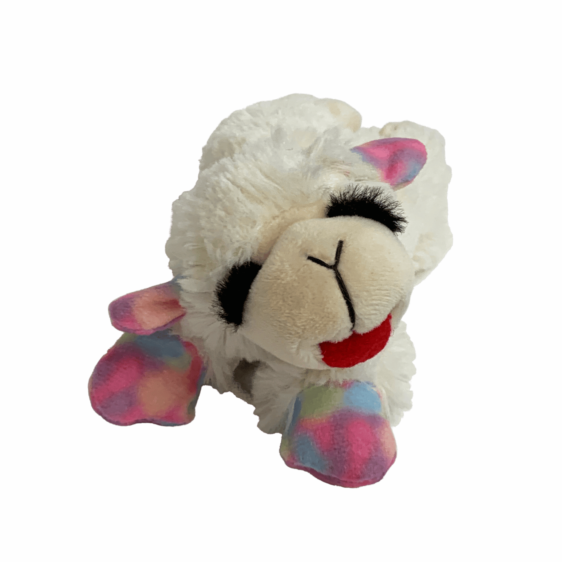 Small Plush Lamb Chop Dog Toy in Pastel Colors