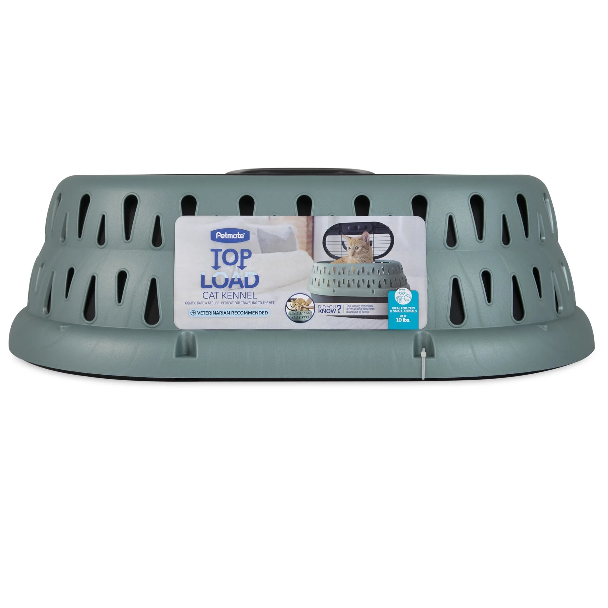 Top Load Pet Carrier for Cats, 19" Length, Suitable for Pets up to 10 lbs, Green