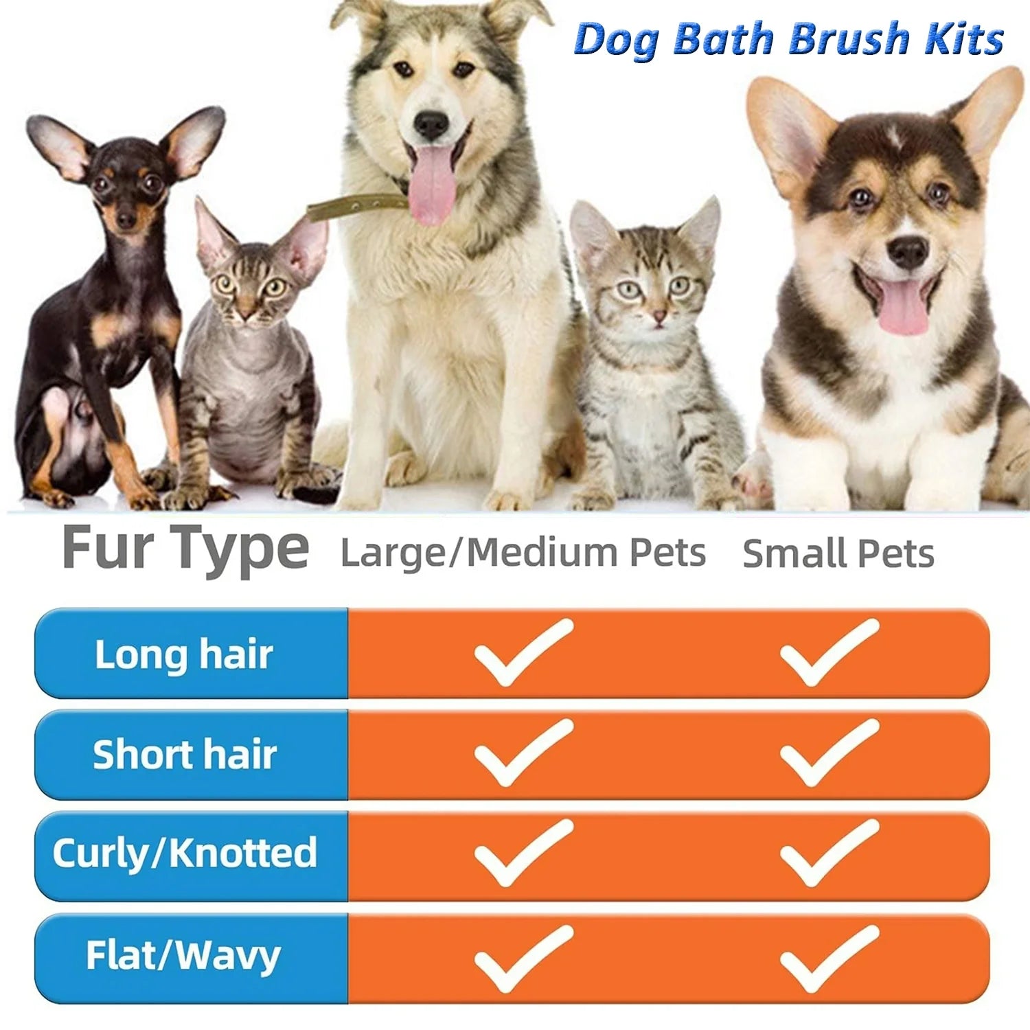 3 Pack Dog Bath Brush, Dog Washing Brush for Short Long Haired Dogs Cats, Dog Scrubber for Bath, Pets Shower, Massaging & Grooming