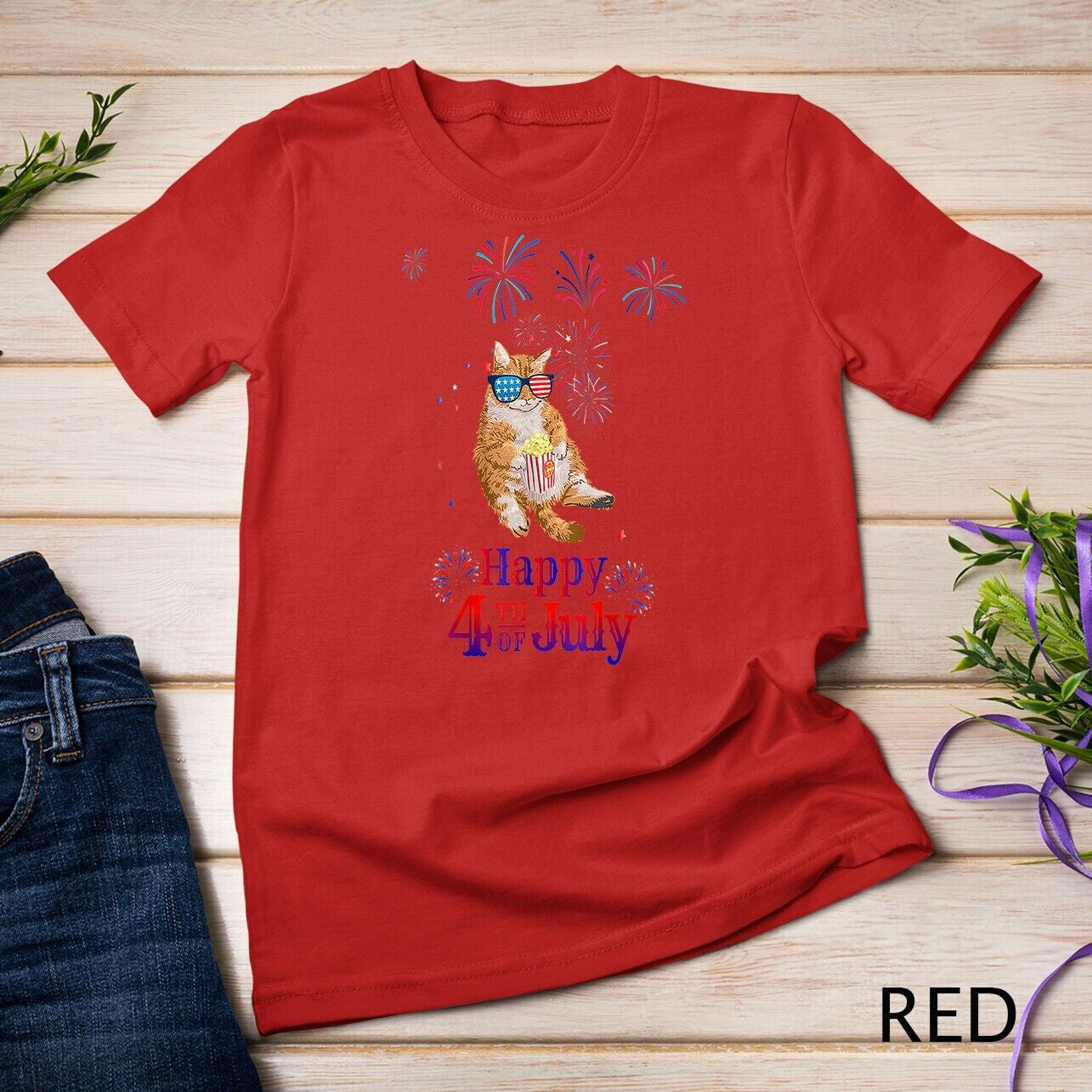 Patriotic Cat Shirt Happy 4Th of July T-Shirt Unisex T-Shirt