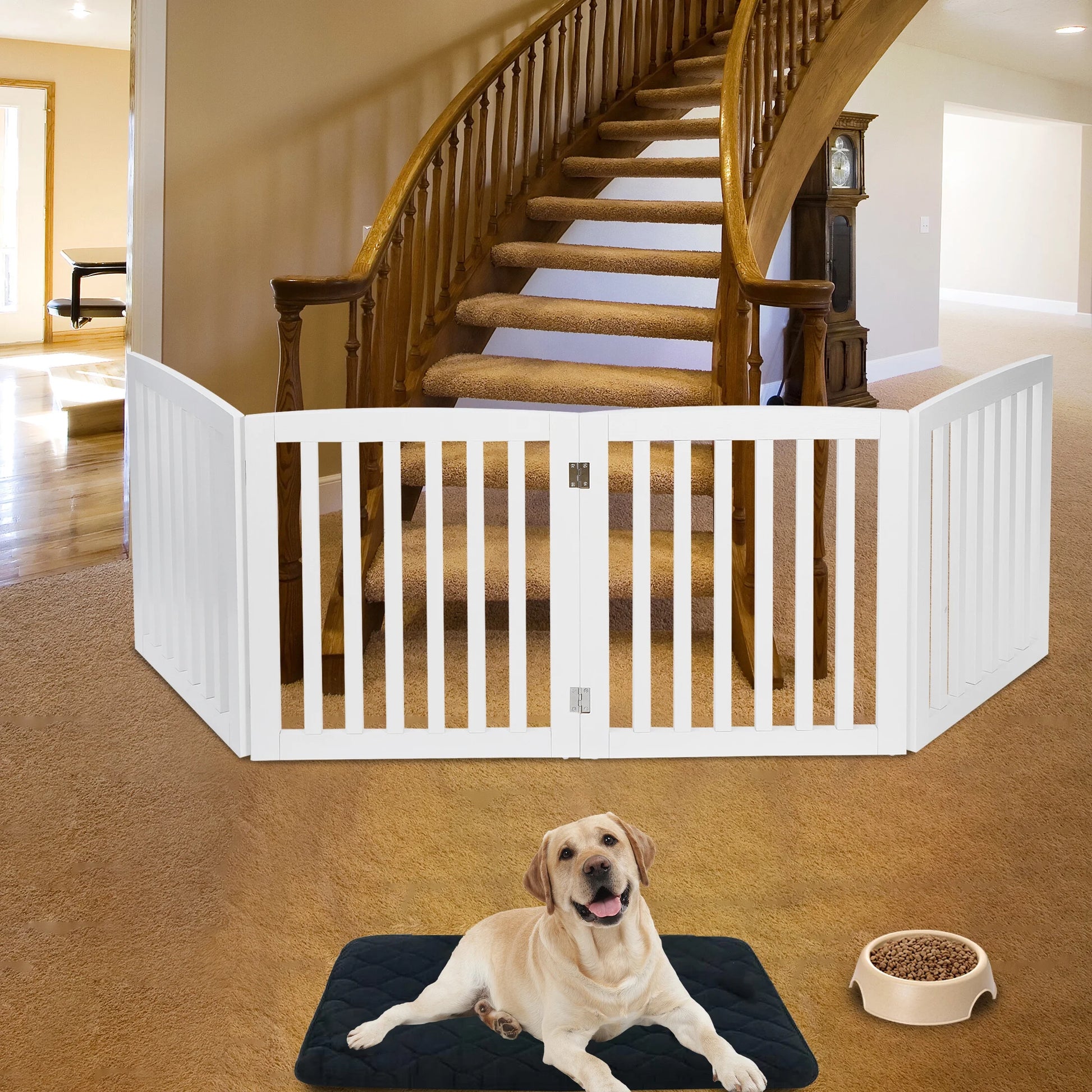 4-Panel Foldable Pet Dog Gate - 24-Inch Tall Fence for Doorways and Stairs, White