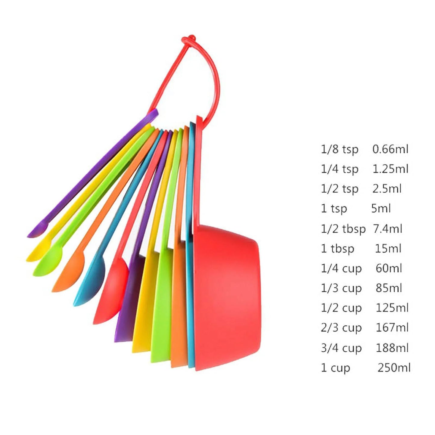 12 Pcs Plastic Measuring Cups and Spoons Set,Colored Kitchen Measure Tools, Great for Baking and Cooking(Random Color)