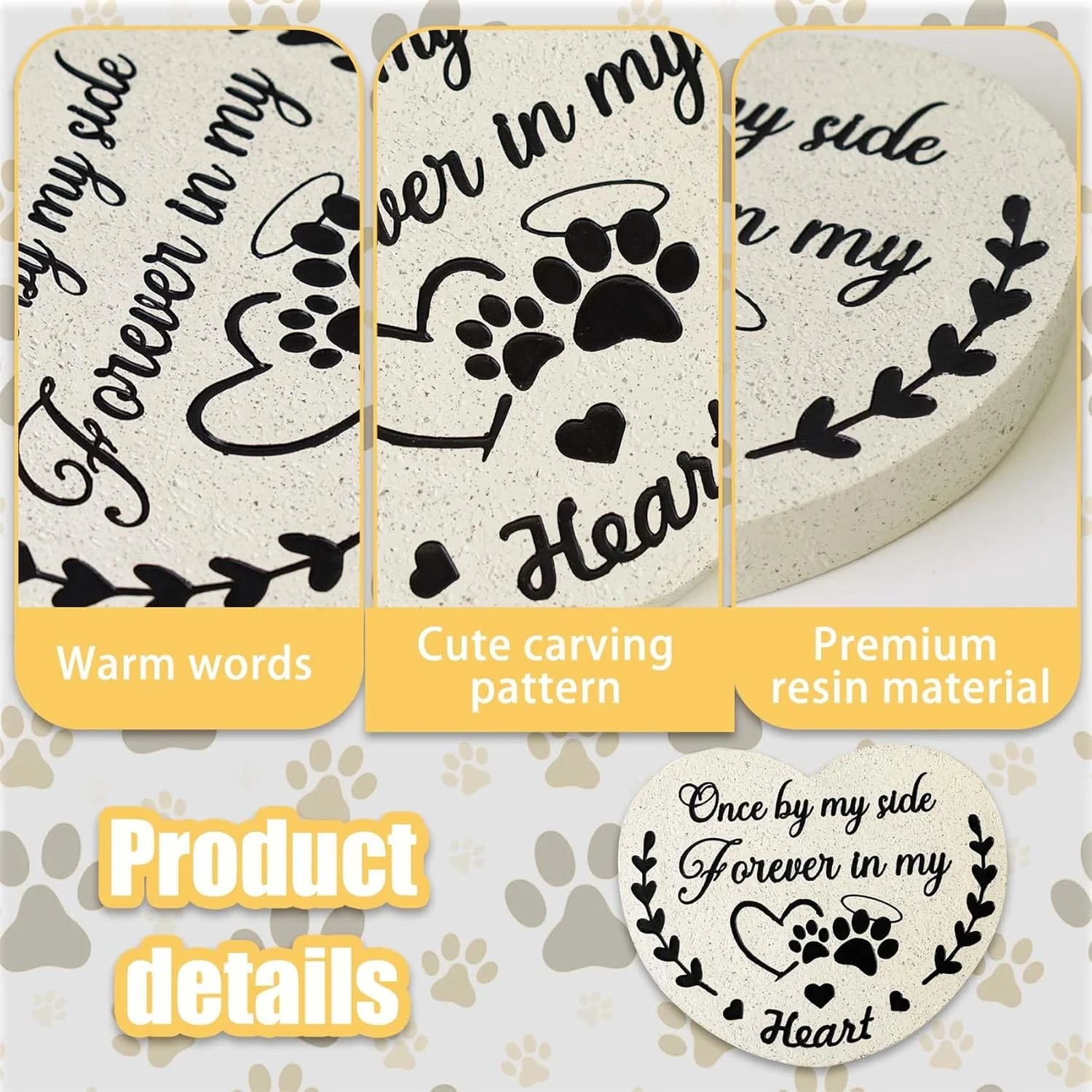 Pet Memorial Stone - Sympathy Gift for Dog or Cat Loss, Weatherproof Garden Decor with Hand-Carved Poem