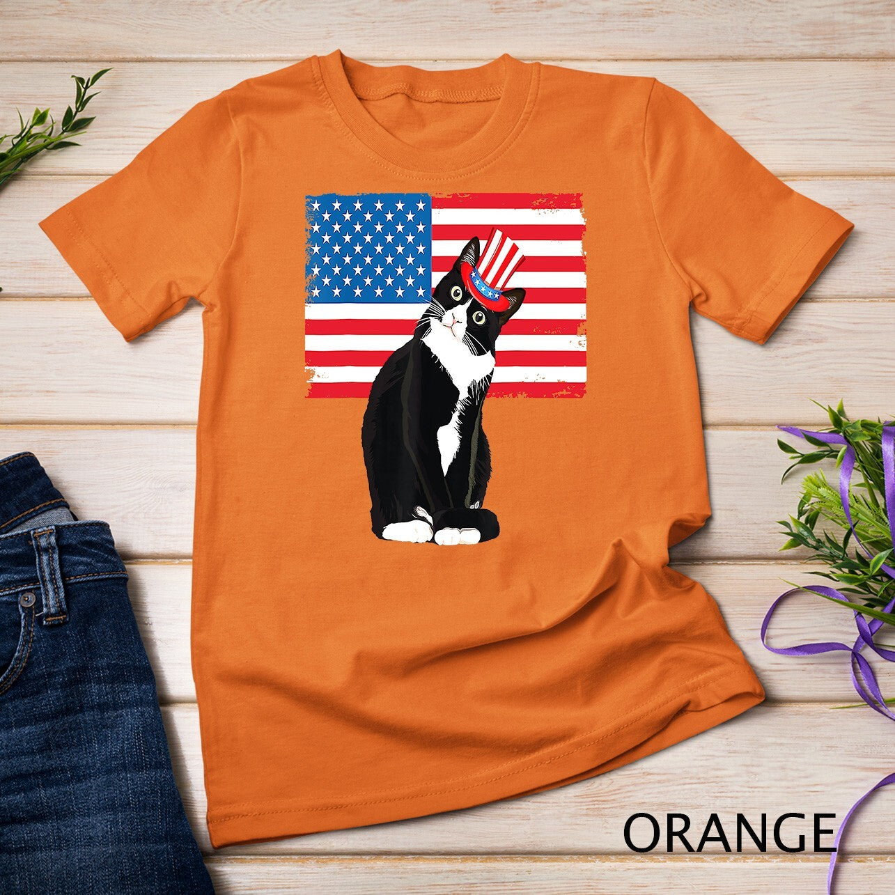 Tuxedo Cat 4Th of July Hat Patriotic Gift Adults Kids T-Shirt Unisex T-Shirt