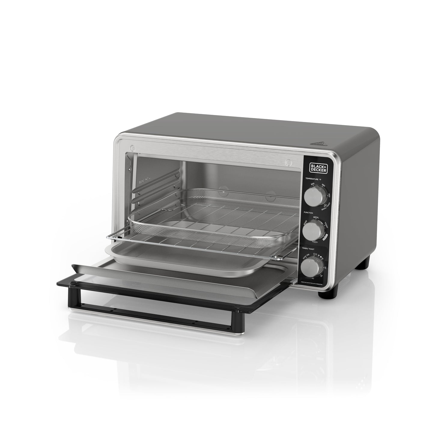Black + Decker Crisp 'N Bake PRO 6-Slice Air Fry Toaster Oven with Basket, Pan, Rack & Tray, Stainless Steel