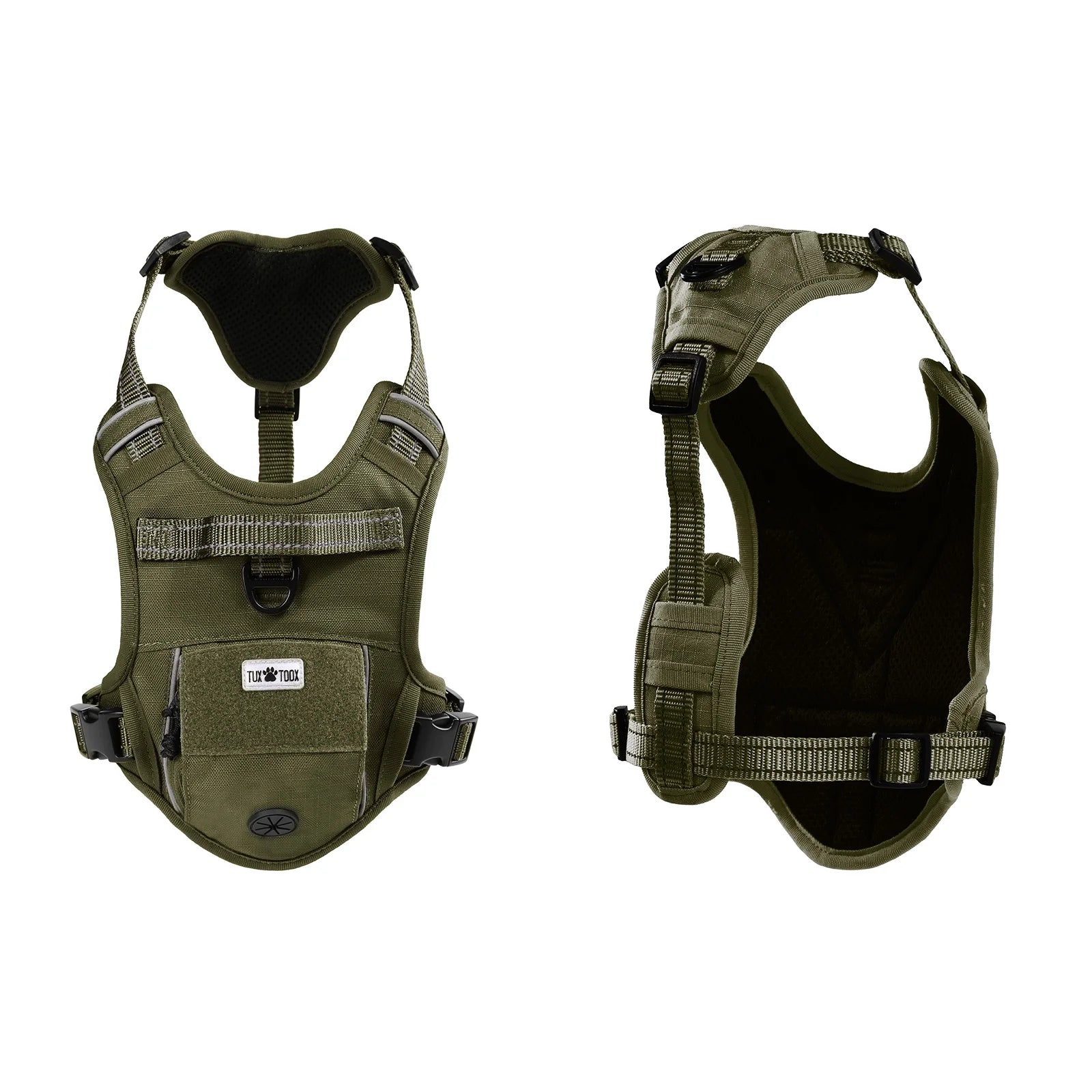 Adjustable No-Pull Dog Harness for Medium Dogs - Reflective Vest with Handle and Metal Buckle for Easy Control (Green, Medium)