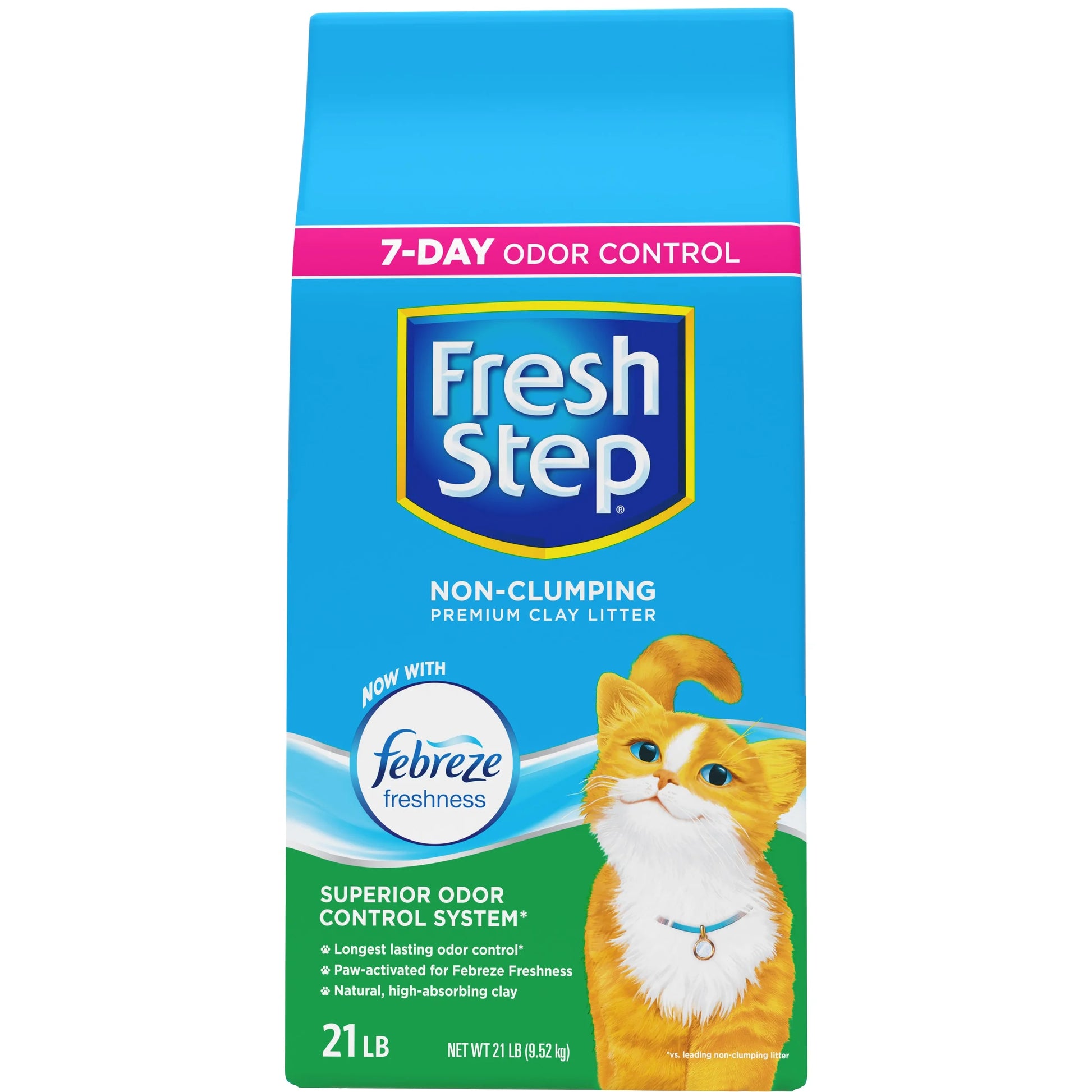 Non-Clumping Premium Cat Litter with Febreze Freshness, Scented - 21 Lbs