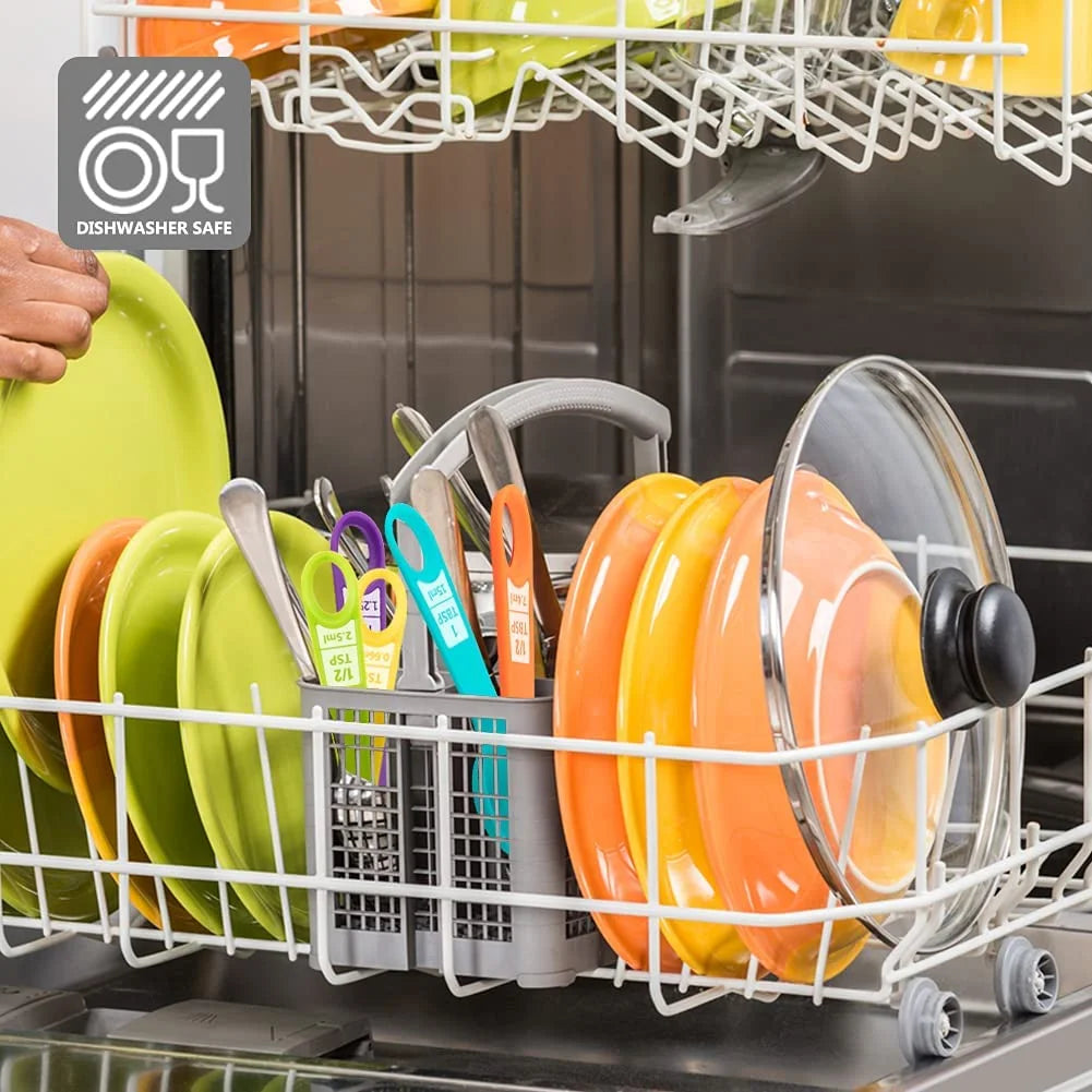 12 Pcs Plastic Measuring Cups and Spoons Set,Colored Kitchen Measure Tools, Great for Baking and Cooking(Random Color)